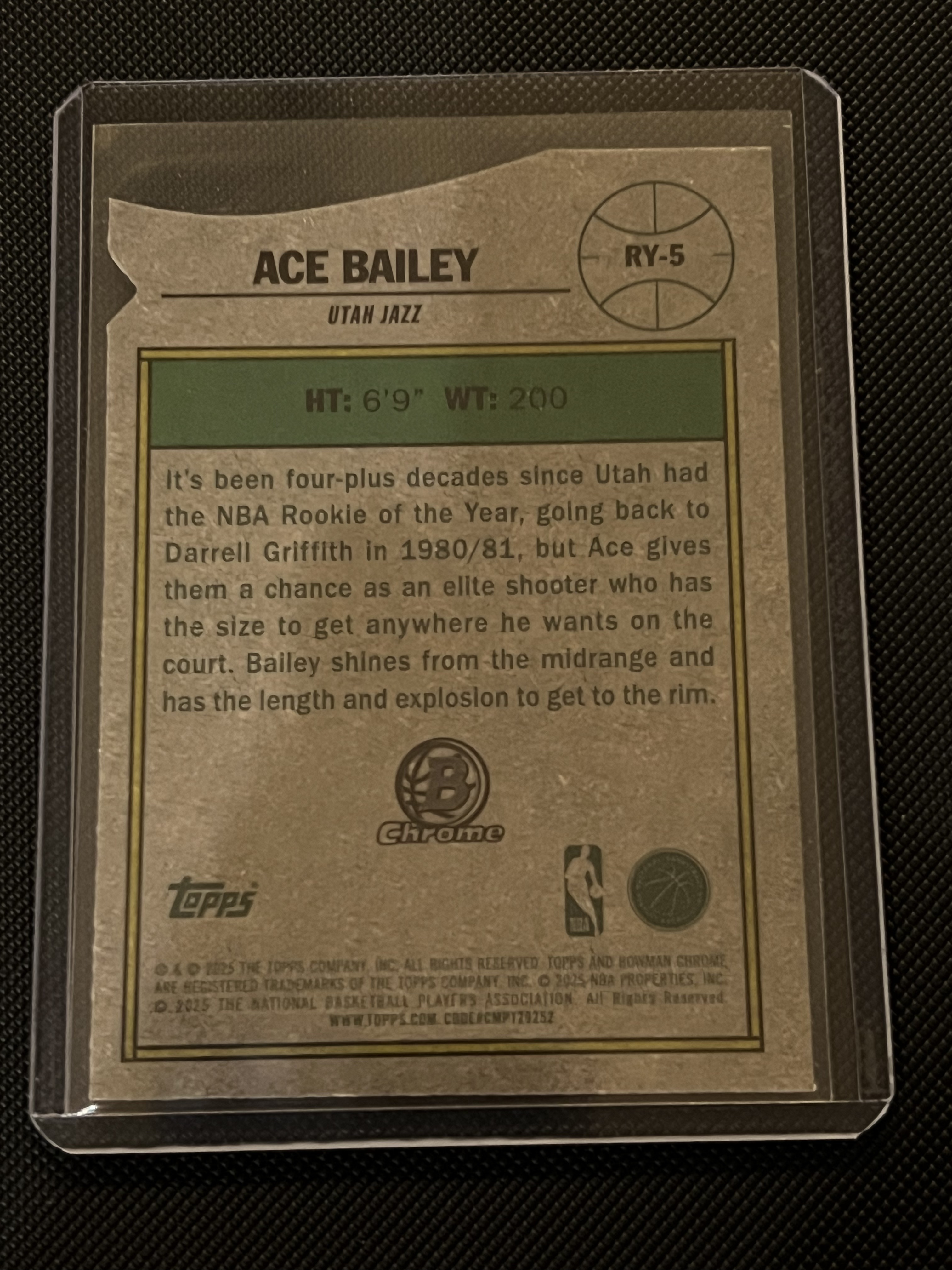 2025 Topps Bowman Ace Bailey RC #RY-5 爵士 艾斯-贝利 新秀 异形 特卡!!潜力新秀 未来可期!!凑套必备!!