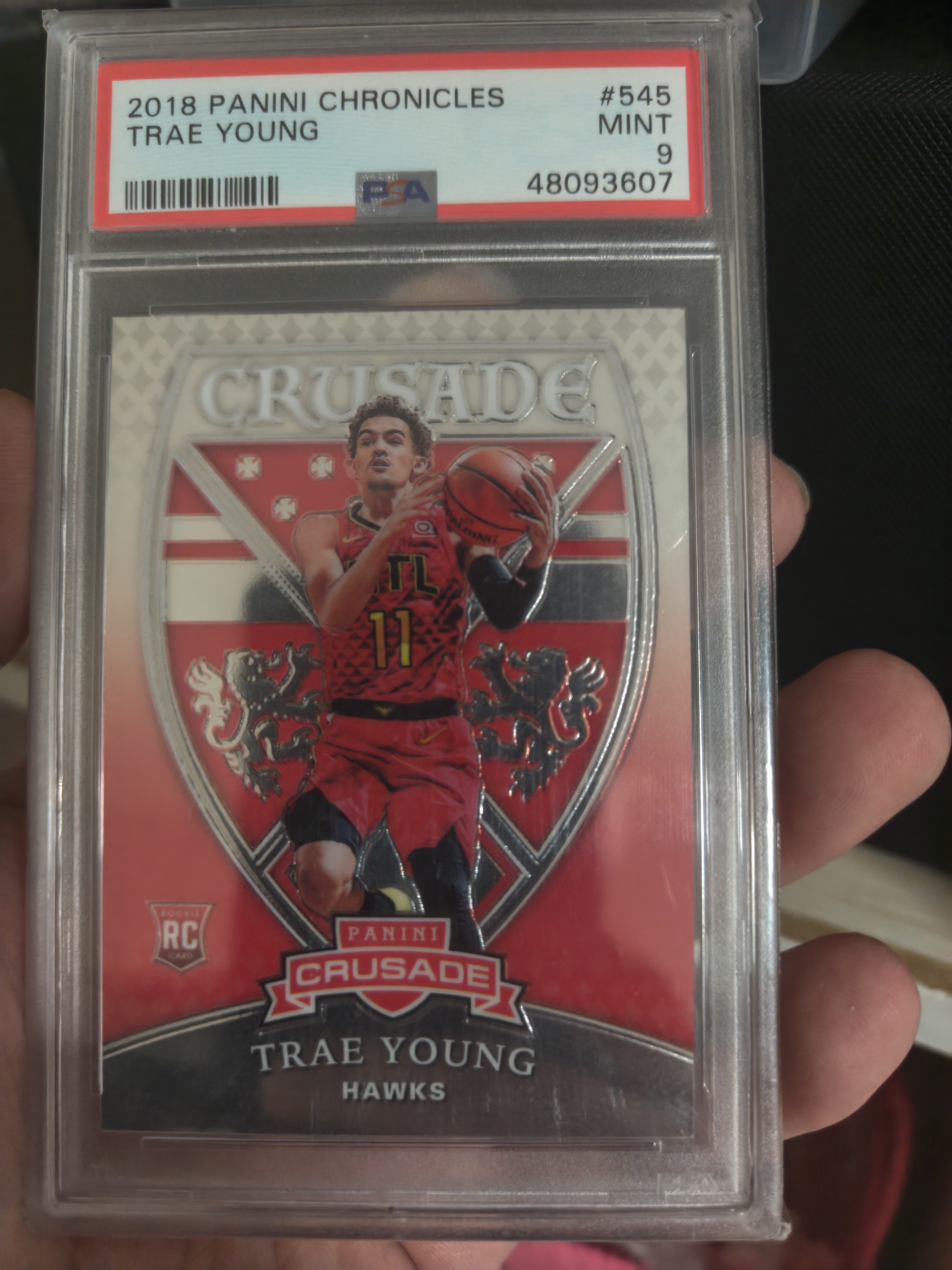 2018-19 Panini Chronicles Trae Young RC #545 PSA9 新秀年 选秀年 rookie 镜面BASE 十字军 特雷 RC 镜面 老鹰