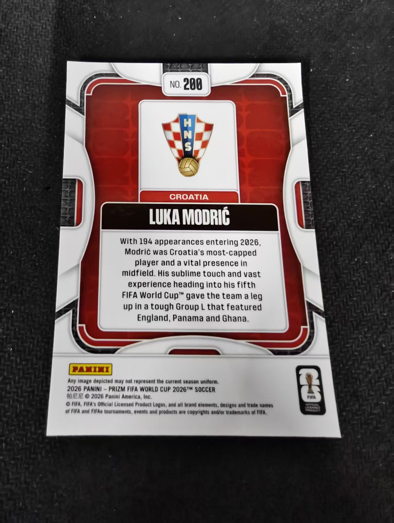 2026 Panini World Cup Prizm Luka Modric 世界杯 pz 卢卡 莫德里奇 魔笛 克罗地亚 PZ世界杯 划痕 边角瑕疵#200