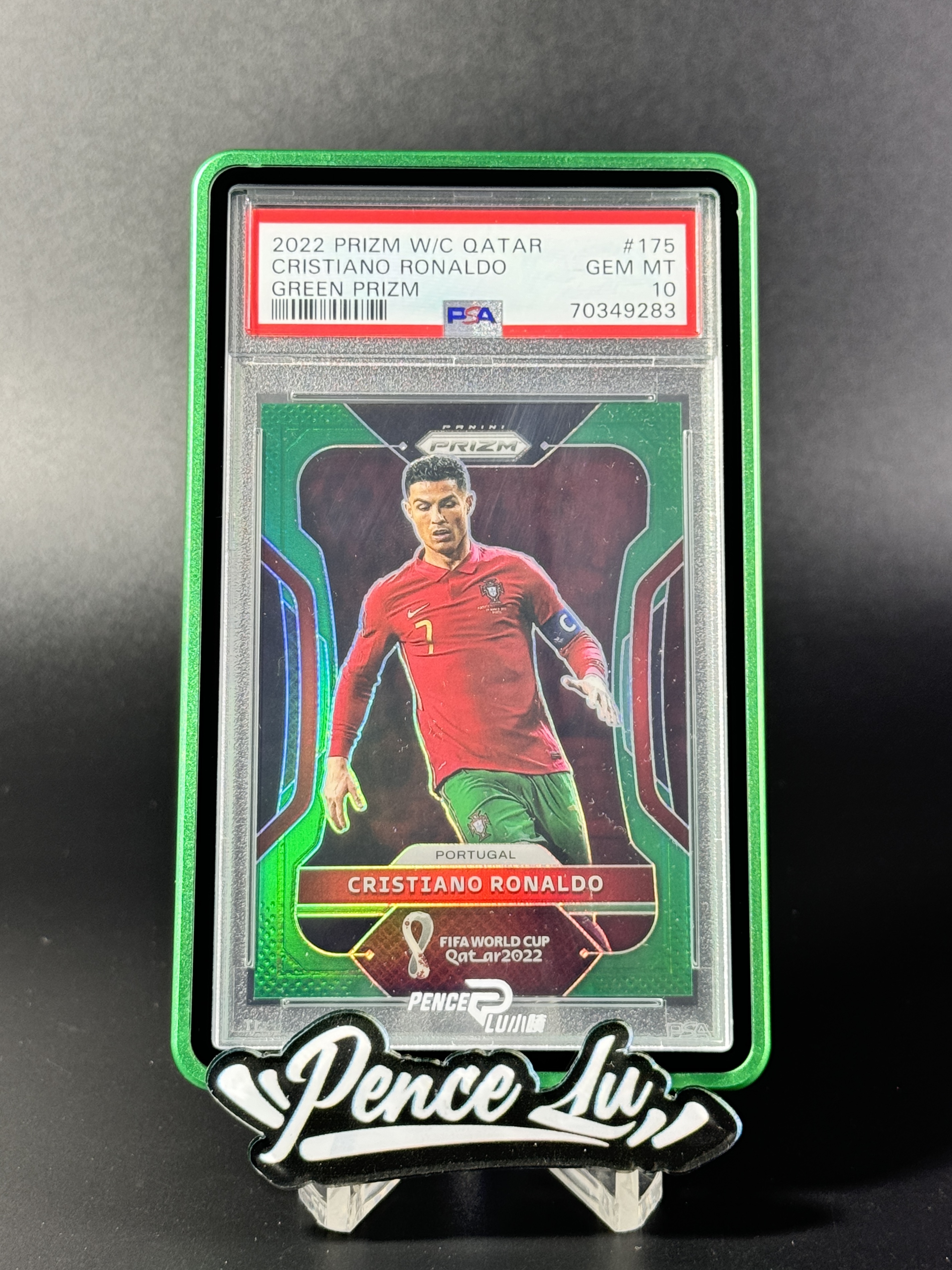 【喷子拍卖】2022 panini prizm world cup Cristiano Ronaldo 世界杯PZ 葡萄牙 C罗 罗纳尔多 green 绿折 5编 大hit卡 PSA10 品相完美 低编难得 POP2 送订制壳 Avicii