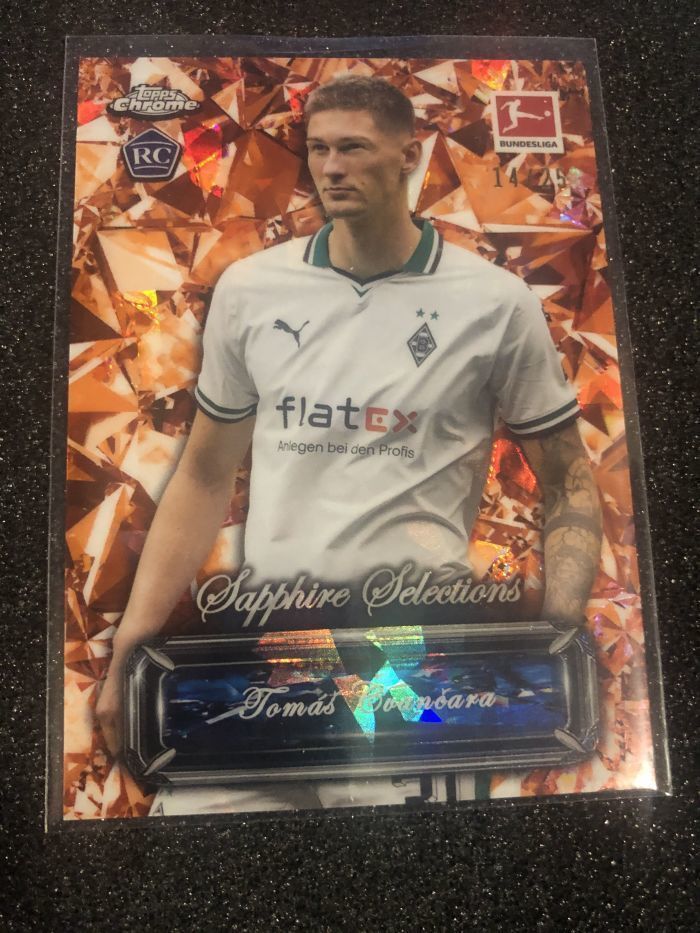 2023-24 Topps Chrome tomas cvancara RC 德甲tc 蓝宝石 奇万恰拉 门兴格拉德巴赫 蓝宝石精选 橙折 25编 14/25 橙宝石 低编 稀有 未来可期 卡品如图