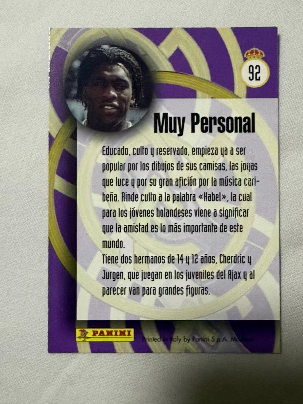 1995 Panini 皇马队卡 Clarence Seedorf 【mxn拍卖】西多夫 30年老卡 荷兰 AC米兰 国际米兰 皇马 阿贾克斯 桑普多利亚 不发到付