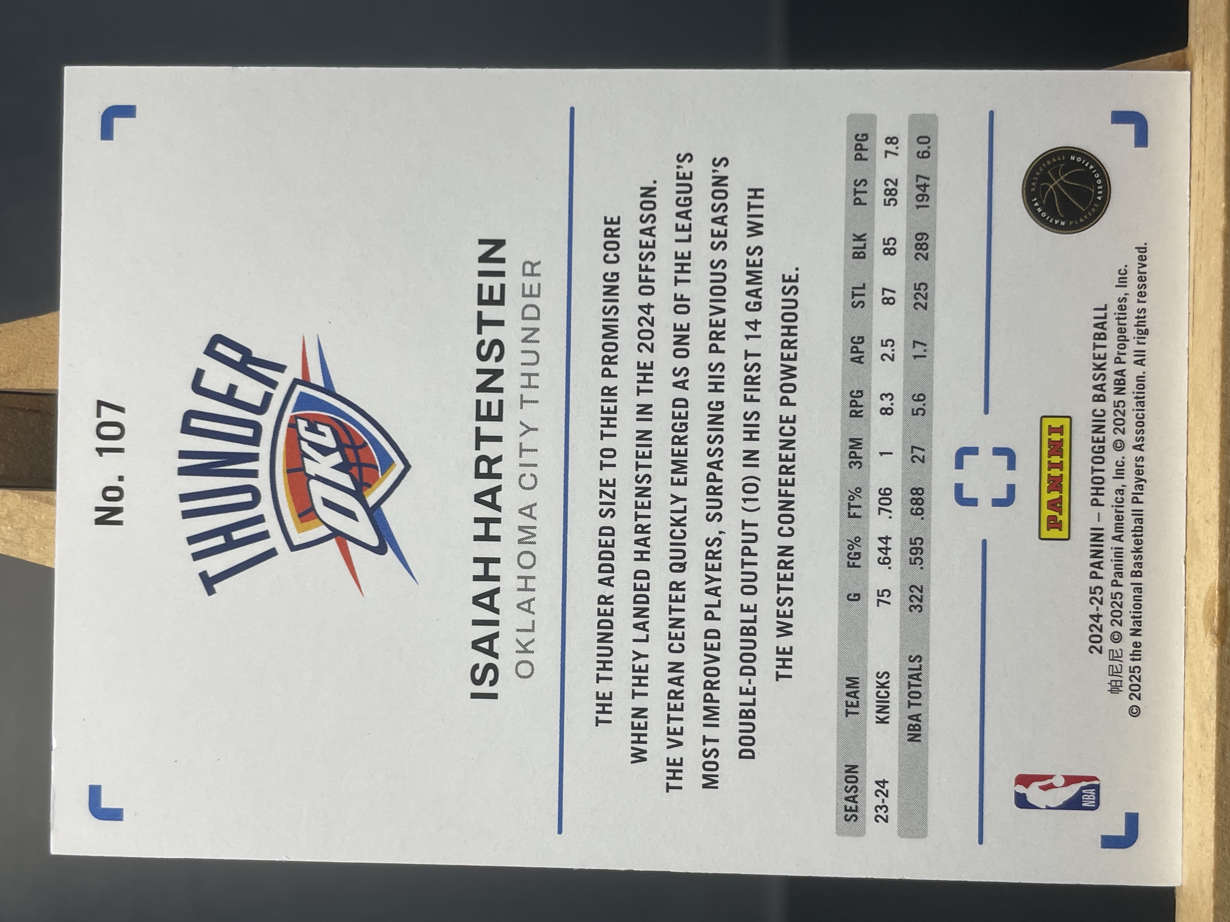 (B9) 2024-25 PANINI 上镜系列 以赛亚 哈尔滕施泰因 雷霆 实卡好看 收藏凑套必备 卡品如图 !!!