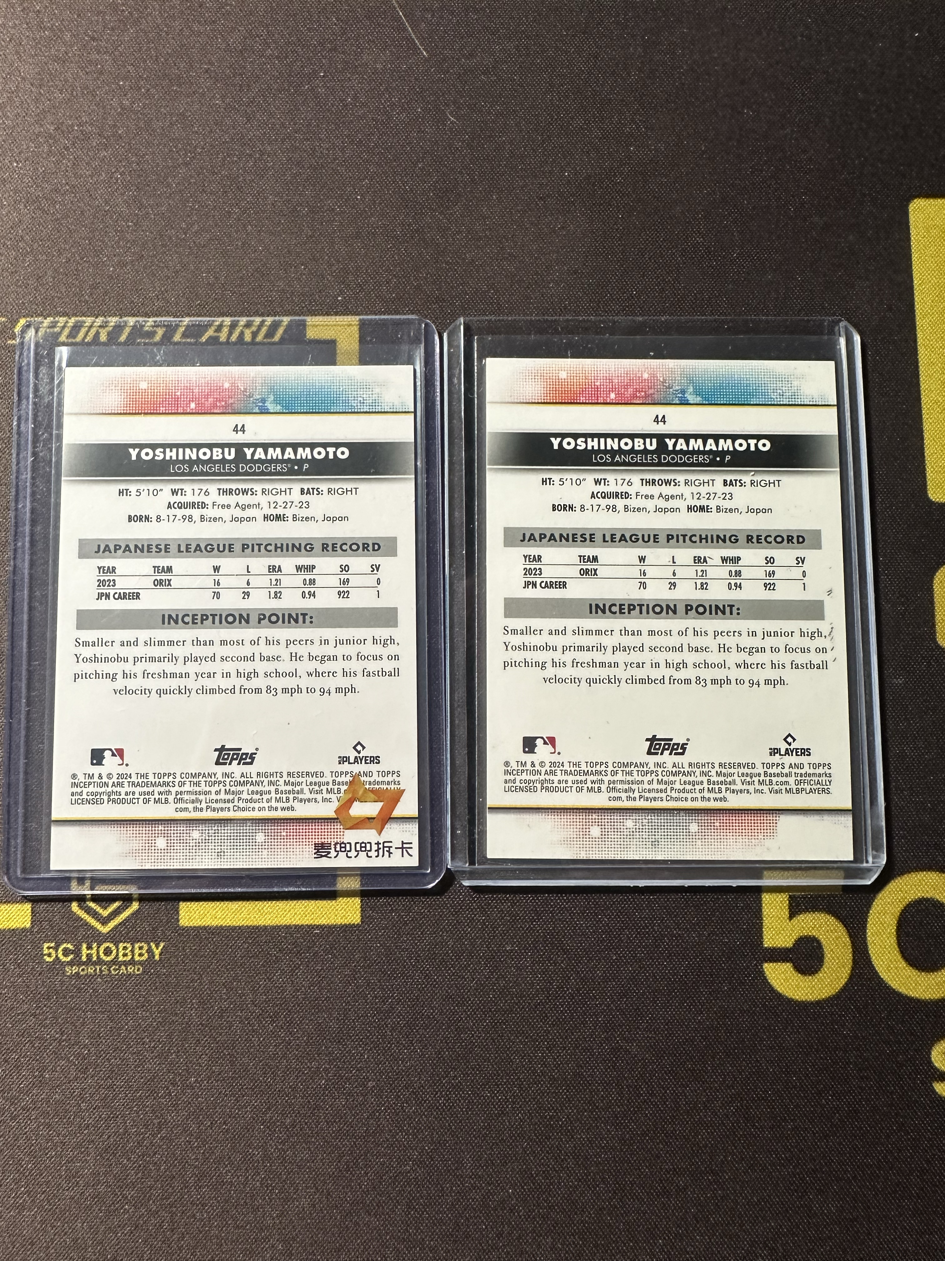 【主演出卡】Topps 盗梦空间 道奇 RC 新秀 Yoshinobu Yamamoto 专收必备!卡品不保,2张