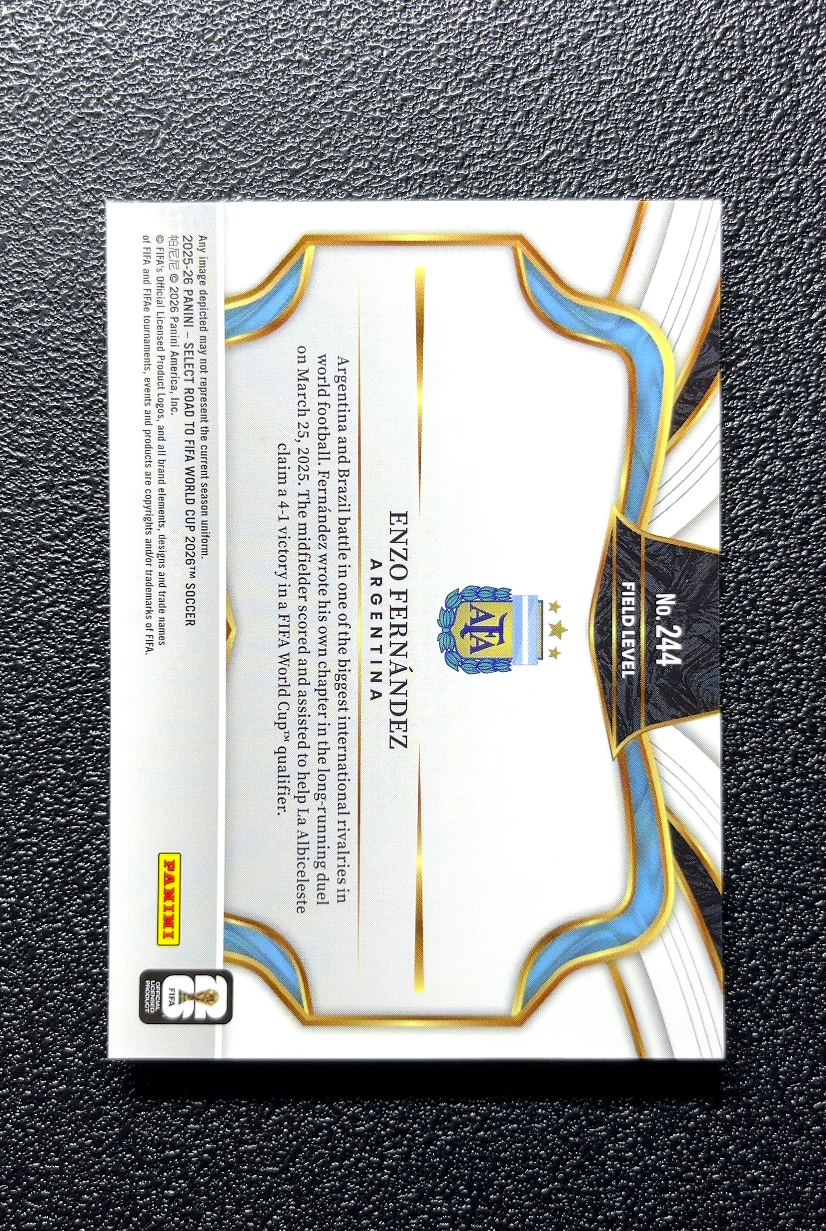 【小白1%代卖】2025 Panini SELECT ROAD TO FIFA WORLD CUP 2026 世界杯之路 Enzo Fernández 恩佐·费尔南德斯 卡品如图 高价值 0808
