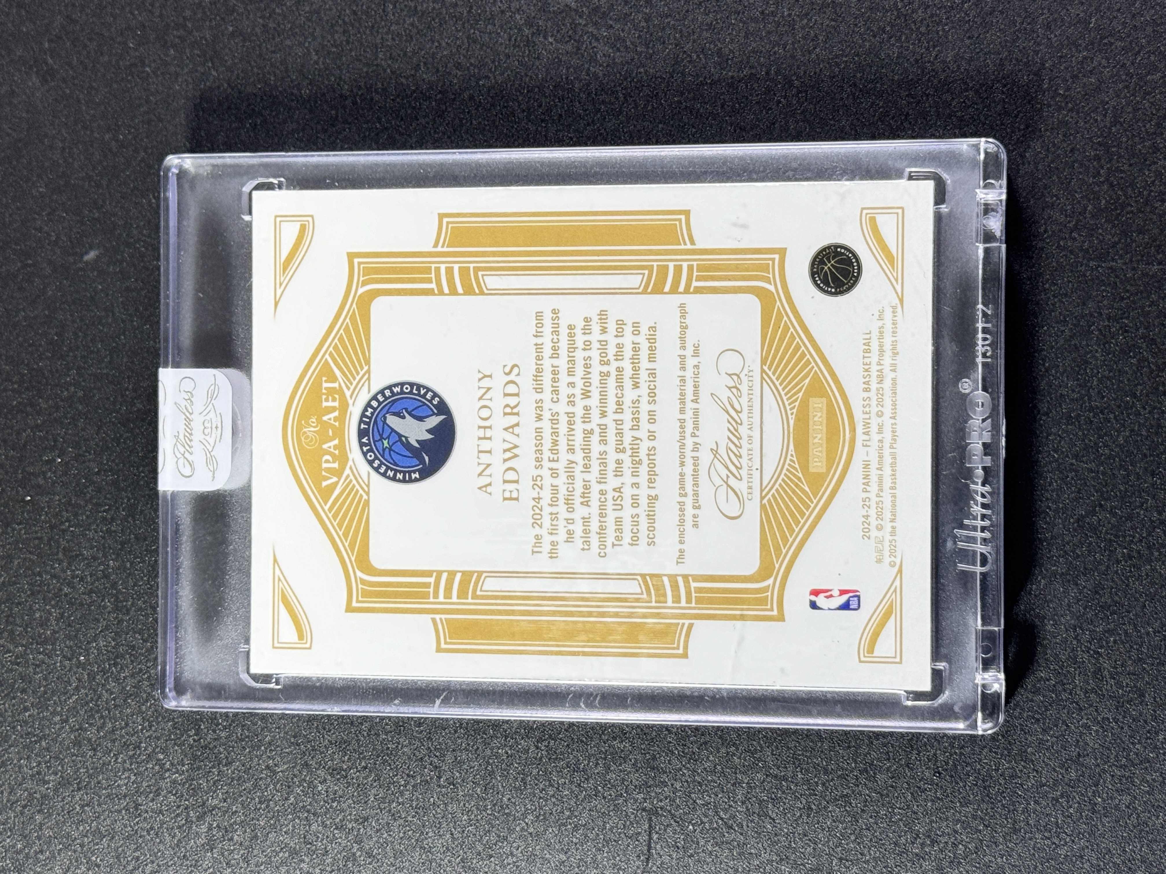 【喷子拍卖】2024-25 Panini Flawless Anthony Edwards 手提 森林狼 华子 爱德华兹 大热VPA tag 签字 3编 首编 老同背 蓝版 卡签 PA GU 大hit卡 原封砖 送订制壳 BMC