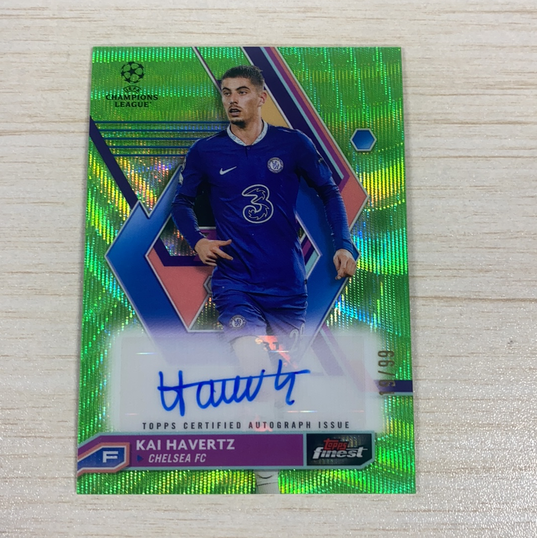 【小牛代拍】2022-23 Topps Finest Kai Havertz 凯 哈弗茨 德国 阿森纳 切尔西 勒沃库森 99编 签字 签名 绿波纹折 折射 欧冠 卡品如图(polo)