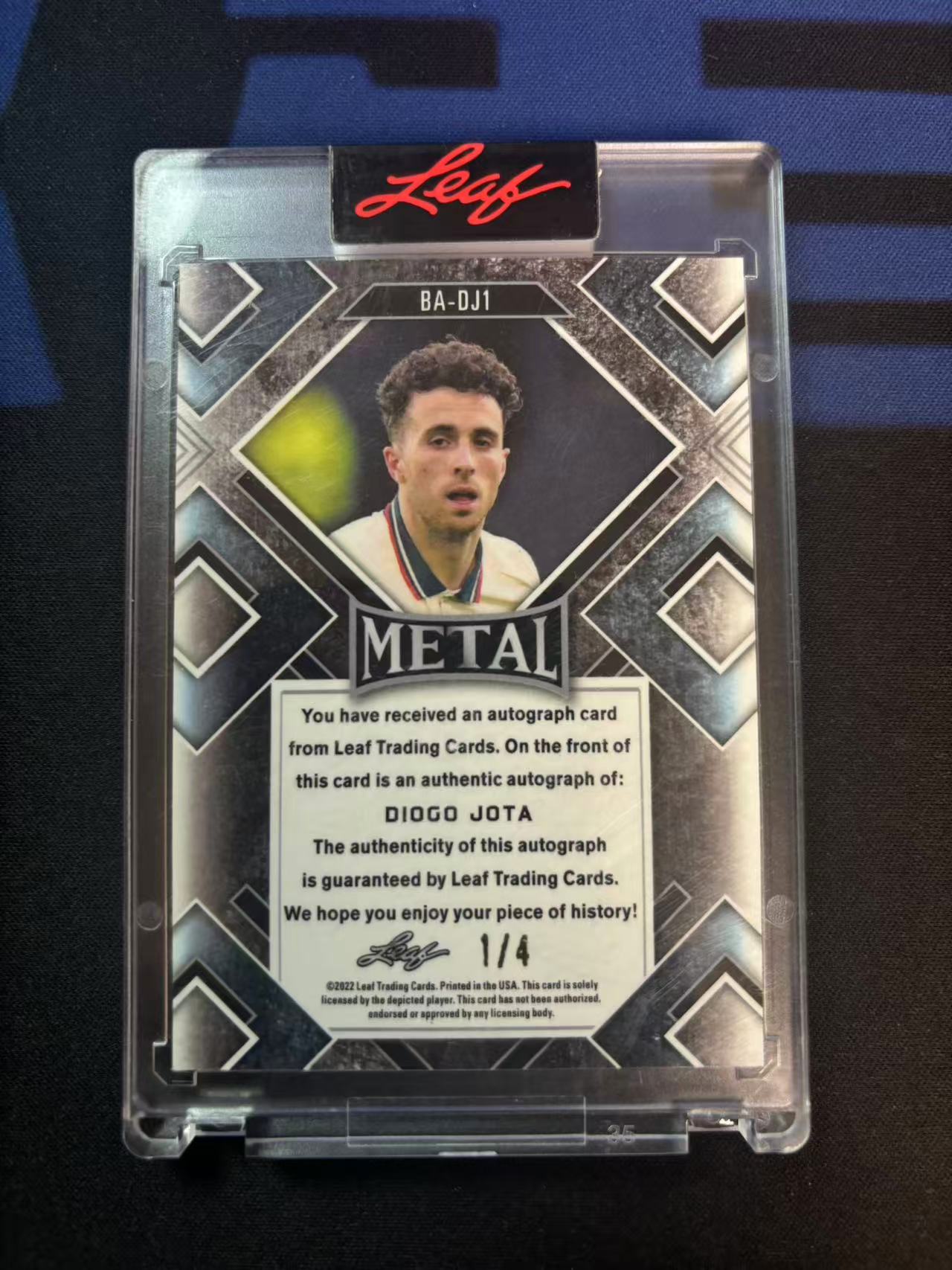 2022 Leaf LEAF 若塔 葡萄牙 利物浦 前锋 若塔 JOTA 绝版 限量4编 首编 签字 签名卡 原封砖