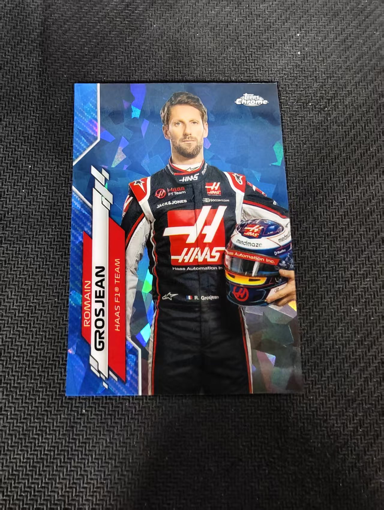 【汽水拍卖】2020 Topps Chrome Romain Grosjean F1 元年 哈斯车队 格罗斯让 定妆照 蓝宝石 碎冰折 #17