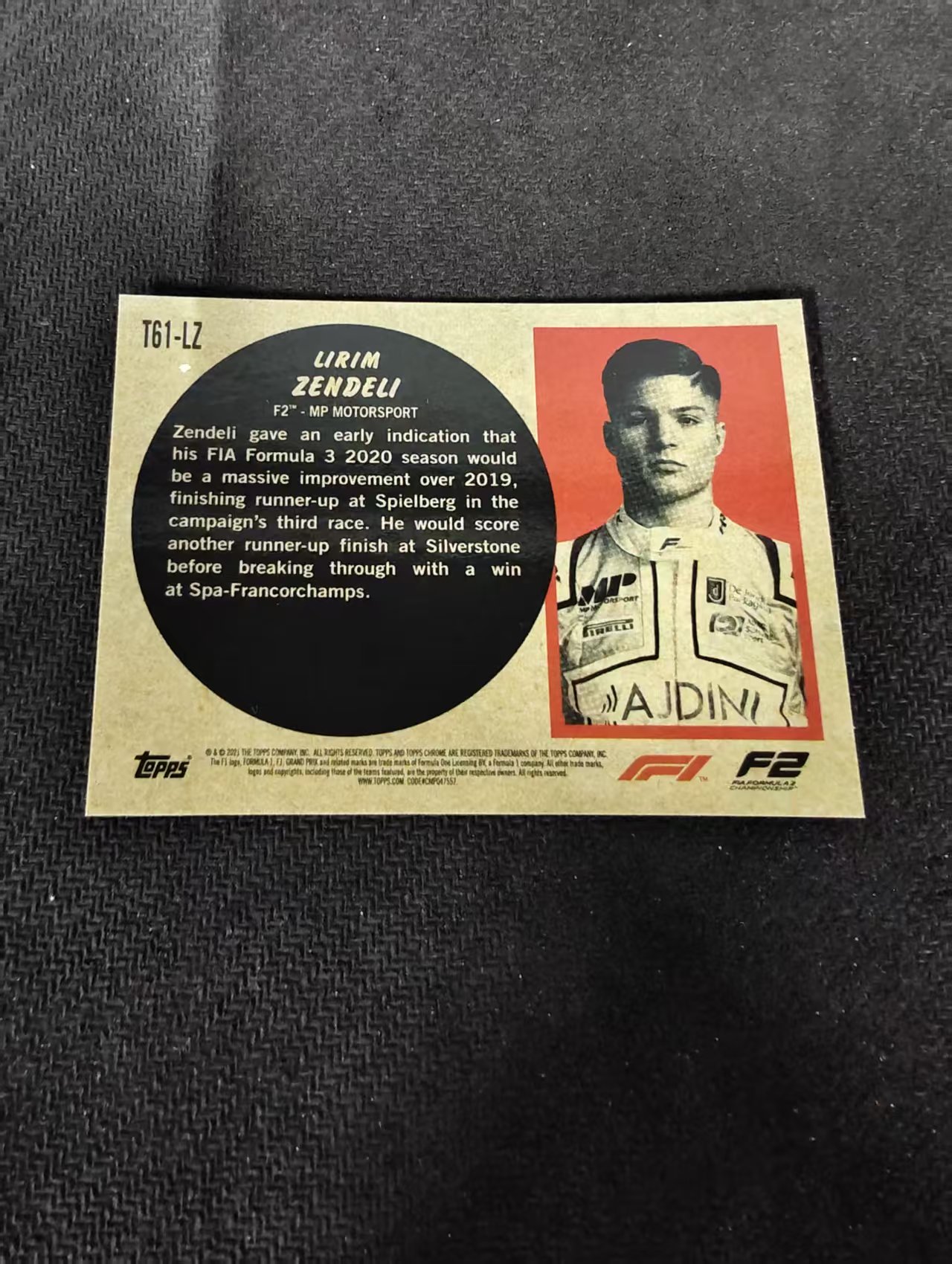 2021 Topps Chrome F1 Lirim Zendeli 利里姆 岑德利 银折 划痕 边角瑕疵 #LZ