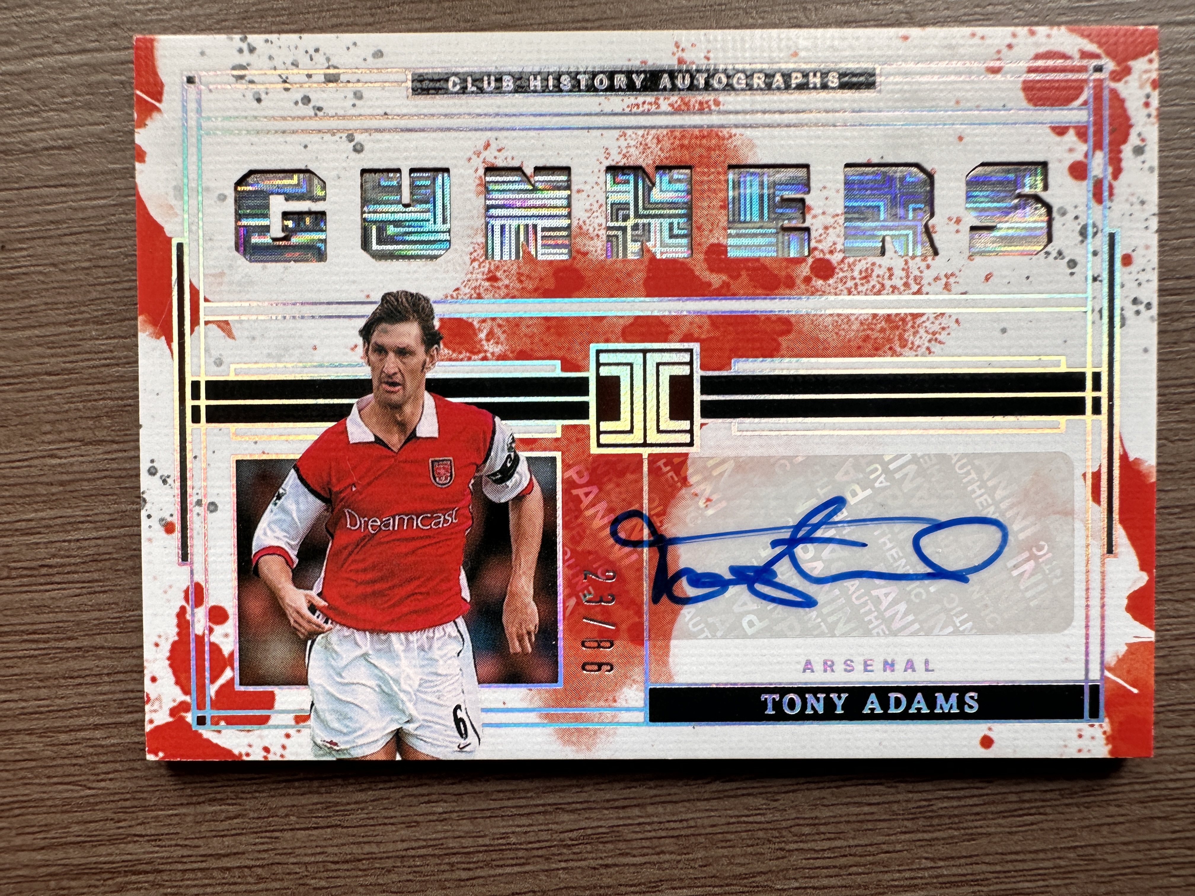 2025 Panini Impeccable tony adams 托尼 亚当斯 英格兰 阿森纳 英超 小真金 86编 签字 签名 微瑕