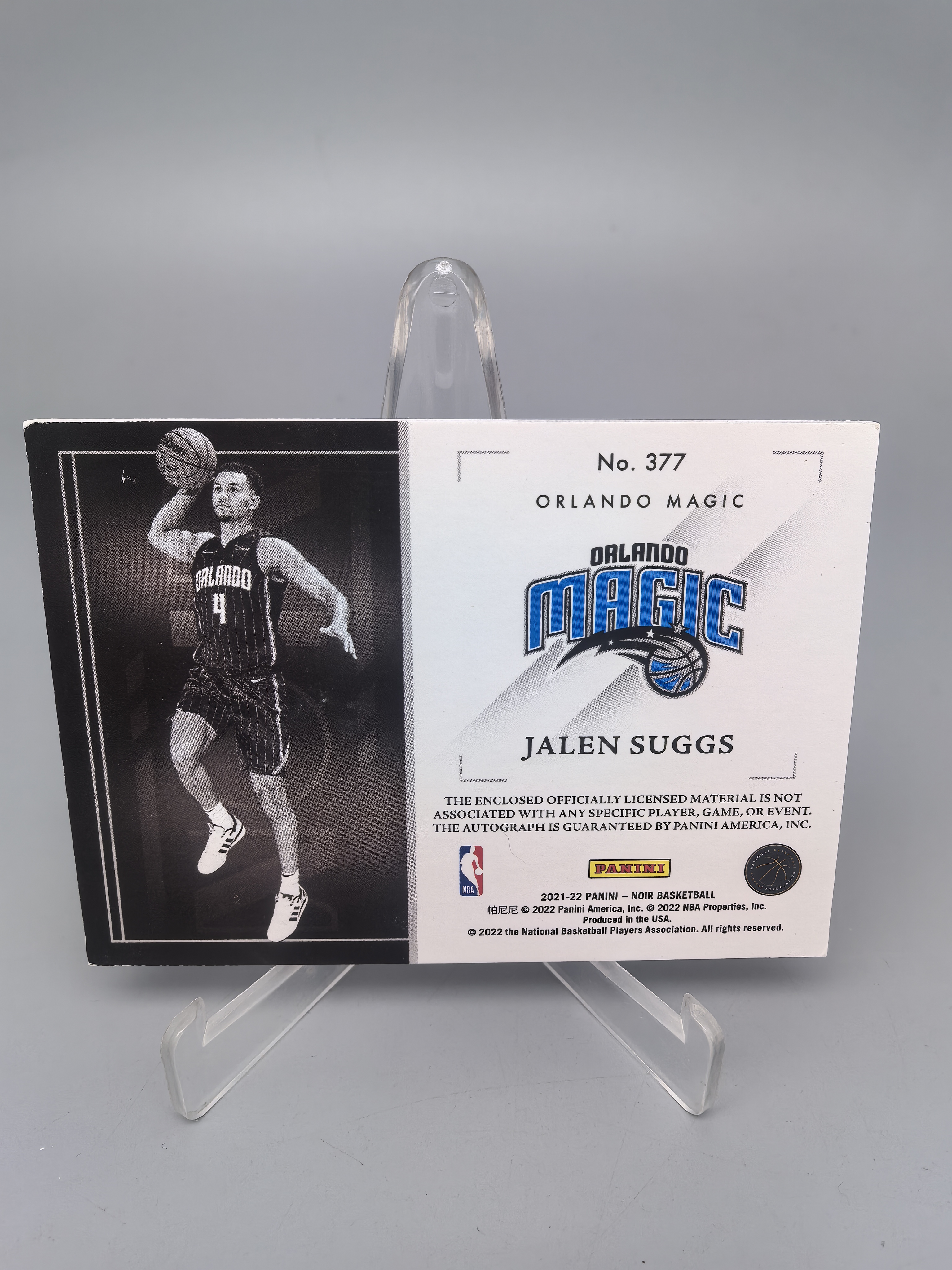 【坚果卡牌代拍】2021-22 Panini Noir Jalen Suggs 诺尔 魔术 杰伦萨格斯 新秀RC RPA 签字卡签 99编 暴力切割球衣 瑕疵如图 阿顺1025