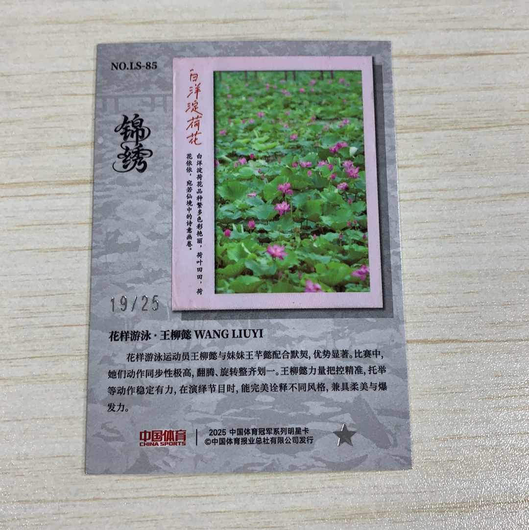 【小牛代拍】2025 中国体育 锦绣 王柳懿 花样游泳 25编 锦绣江山 特卡 卡品如图 收藏必备(阿里嘎多)