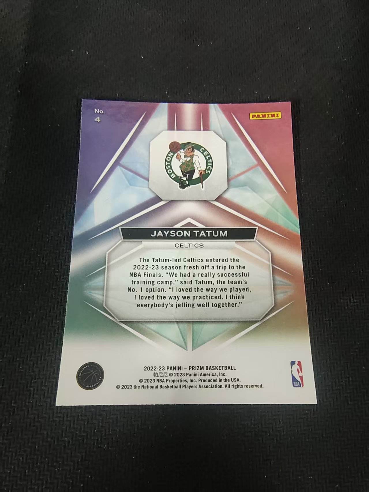 【可合并,不累计】2022-23 Panini Prizm Jayson Tatum 凯尔特人 杰森 塔图姆 懒兔 棱镜特卡 PZ 划痕 边角微瑕 介意勿拍 #4
