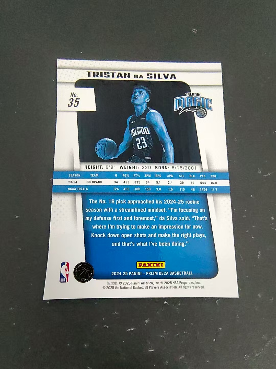 【可合并,不累计】2024-25 Panini Prizm Tristan da Silva RC pz Deca 新秀 魔术 席尔瓦 划痕 边角瑕疵 #35