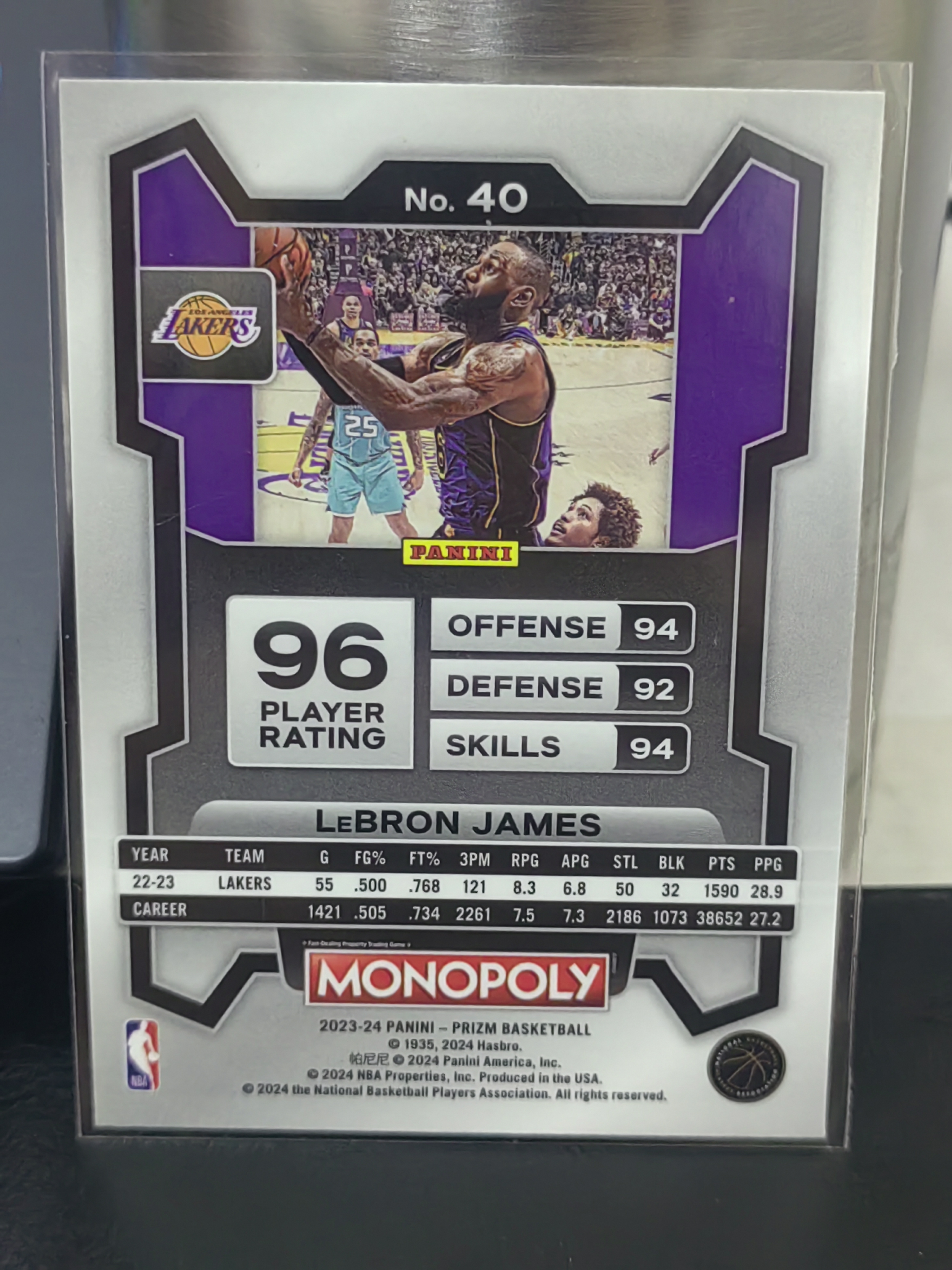 2023-24 Panini Prizm LeBron James RC PZ 大富翁 勒布朗詹姆斯 湖人 篮 白边白角 不保卡品 卡品如图