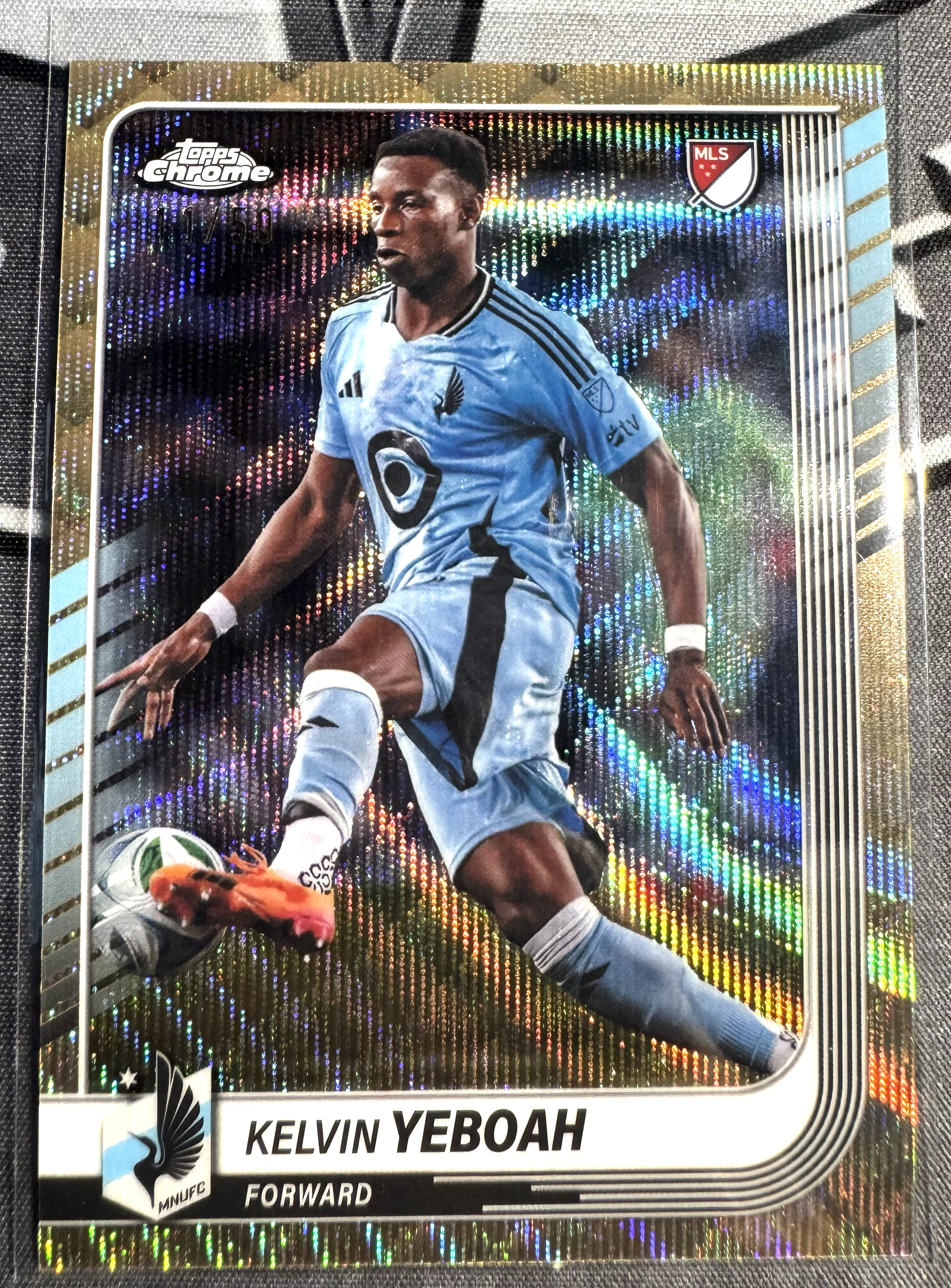 2025 Topps Chrome MLS Kelvin Yeboah TC 美职联 明尼苏达联 凯文 耶博阿 50编 金波纹折 卡品不保 瑕疵如图 XW