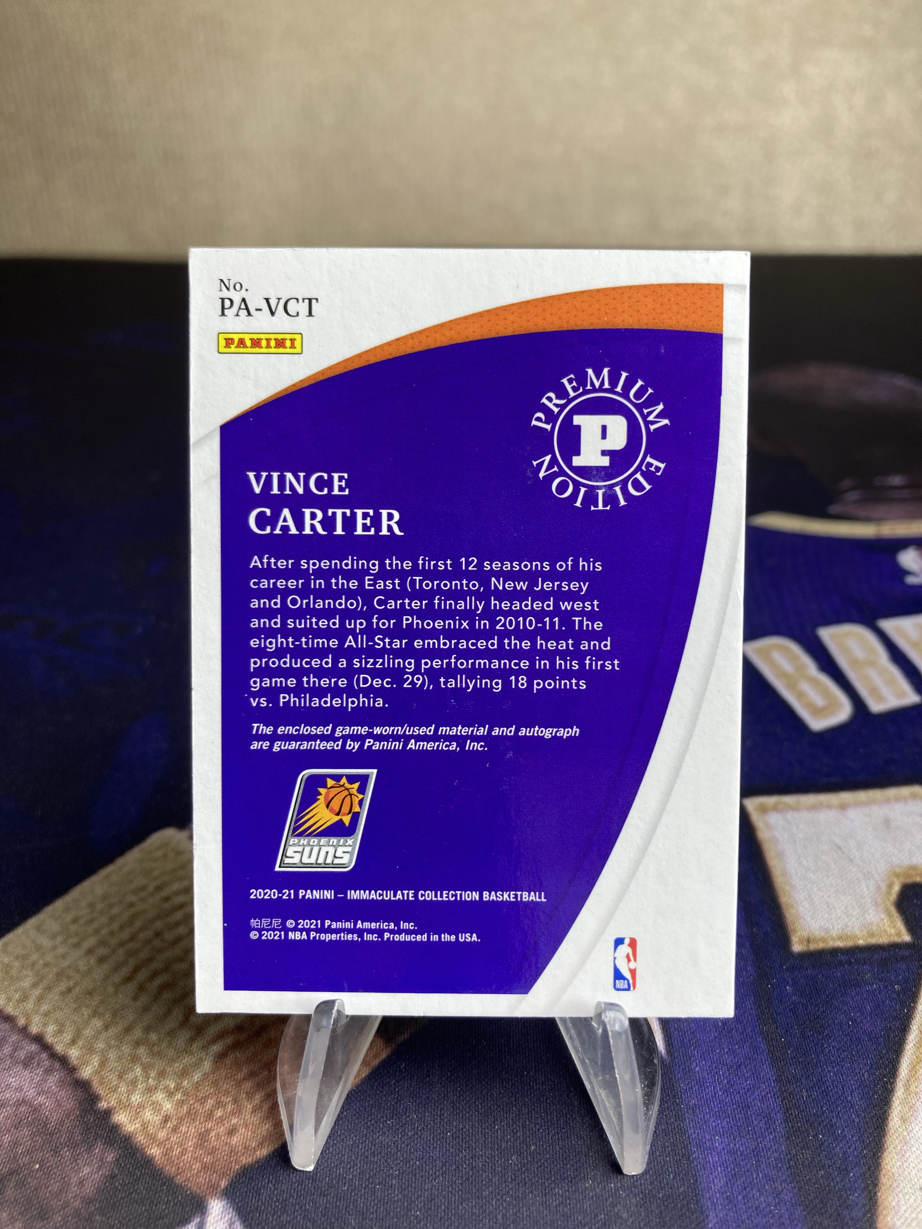2020-21 Panini Immaculate Vince Carter 【星卡优转】imm系列 太阳 文斯 卡特 10/15编 签字 卡签 镜面 PA 暴力切割 专收必备 微瑕如图 杀菌