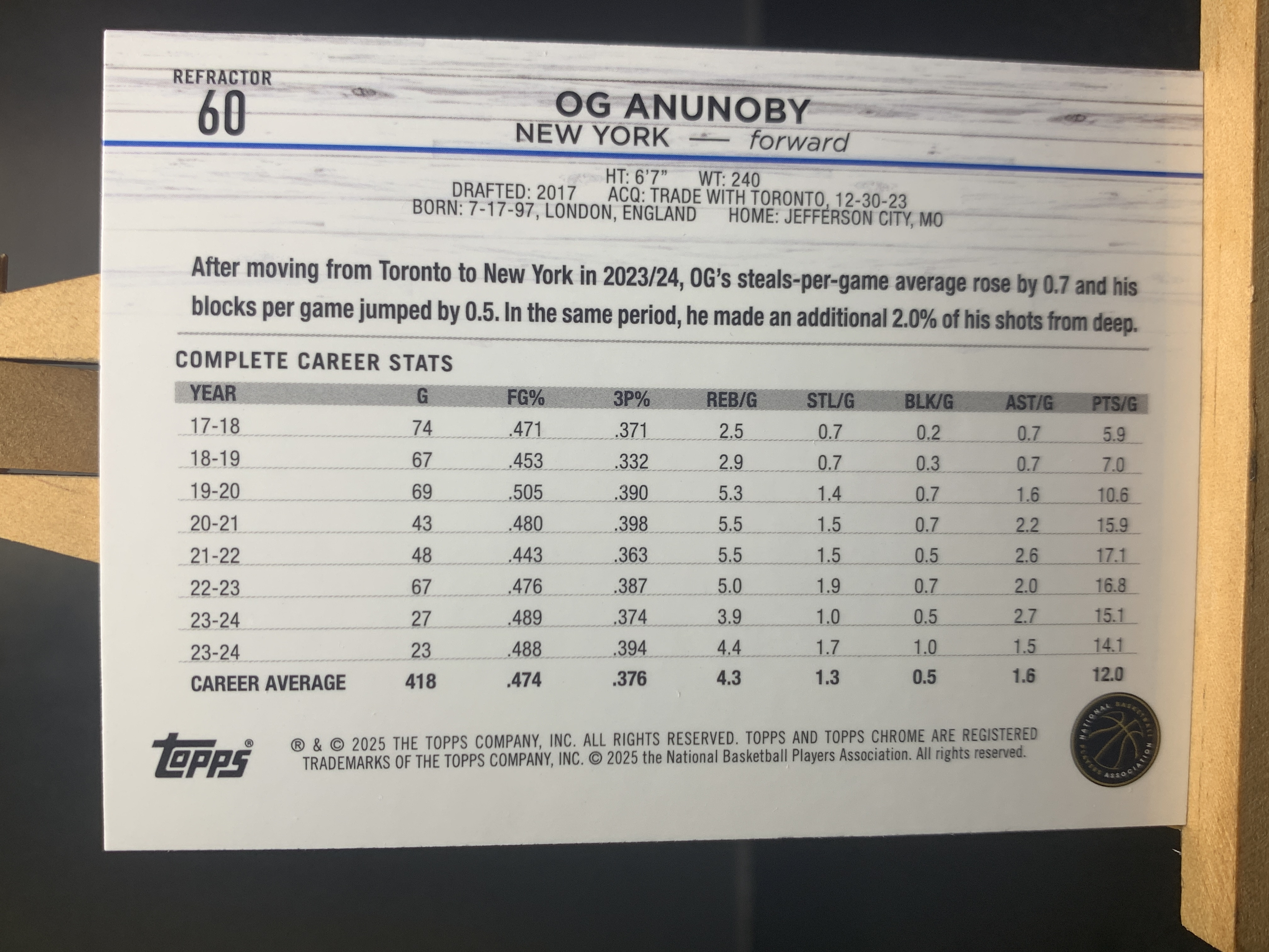 (S9) 2025 TOPPS 银折 OG 阿努诺比 近期大热球星 收藏必备 卡品如图 ! ! !