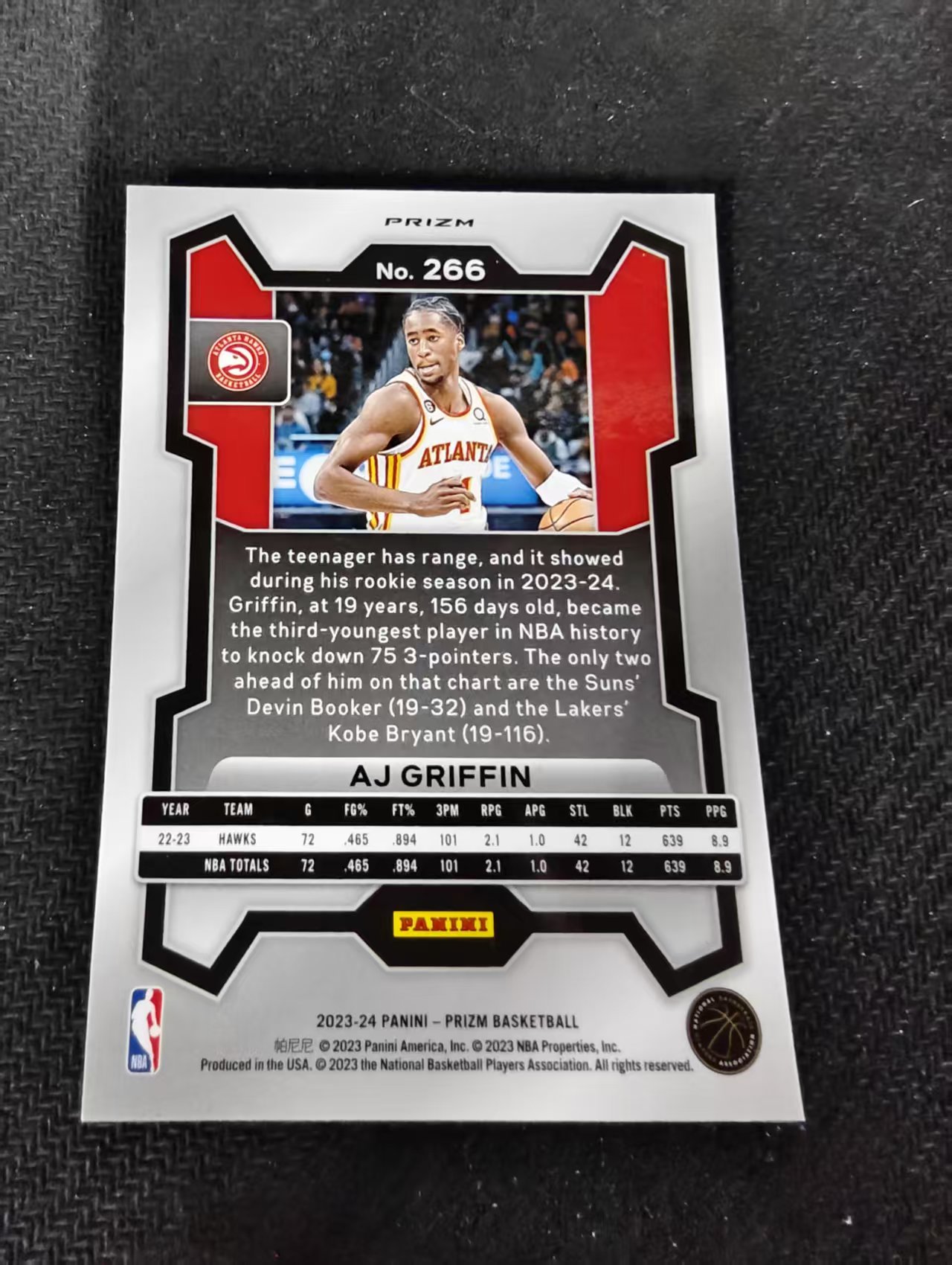 2023-24 Panini Prizm AJ Griffin AJ 格里芬 老鹰 粉碎冰 PZ 划痕 边角瑕疵 #266