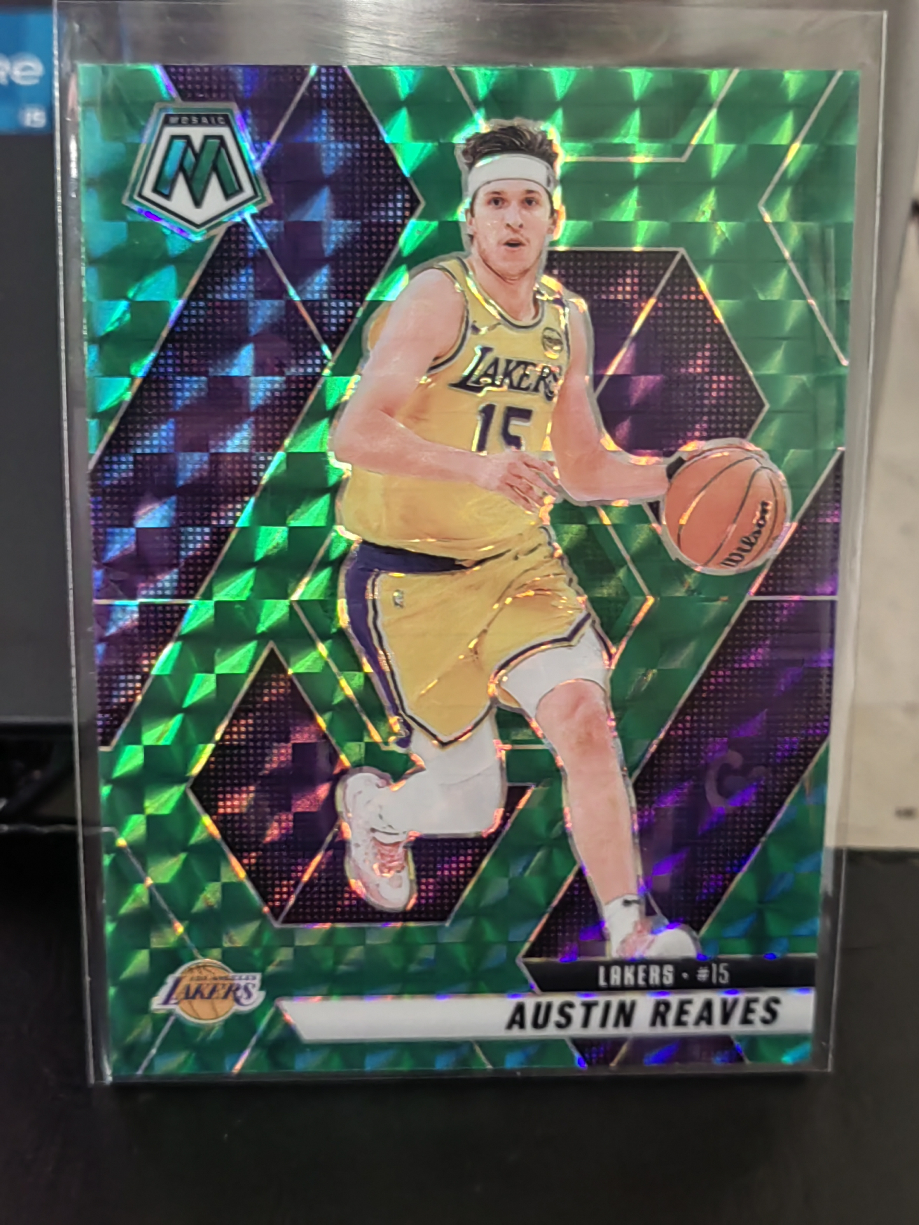 2024-25 Panini Mosaic Austin Reaves 马赛克 奥斯汀 里弗斯 湖人 绿折 绿格子折 篮 白边白角 不保卡品 卡品如图