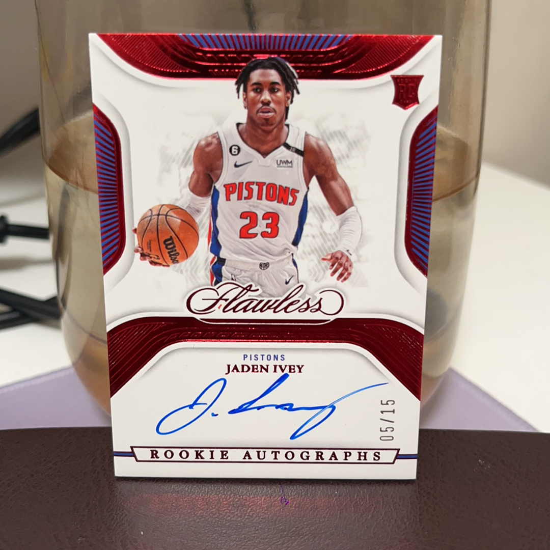 2022-23 Panini Flawless Jaden Ivey RC 活塞队 手提箱 新秀 RC 杰登 艾维 潜力新秀 活塞 卡签 签字 红平行 15编 卡品如图