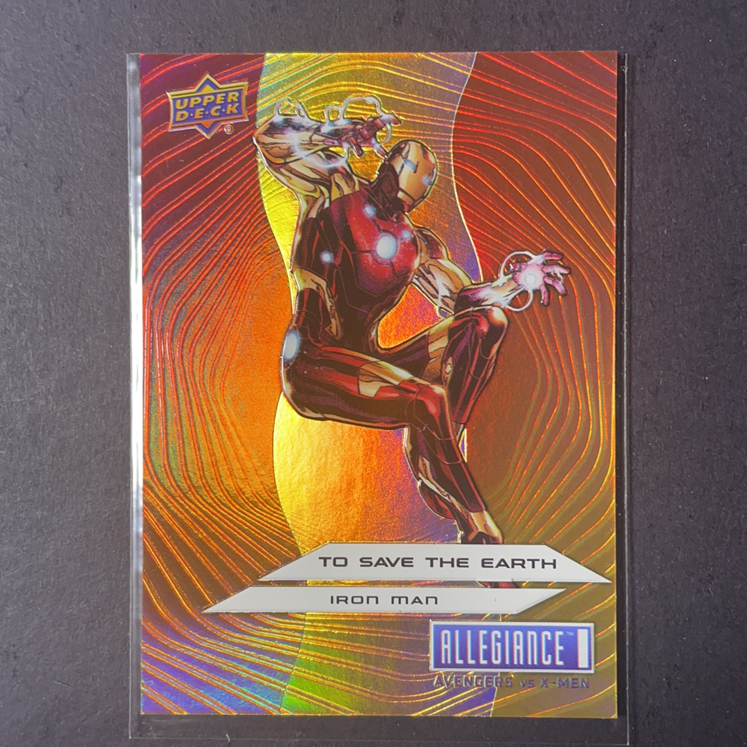 2023 Upper Deck Marvel (MCU) 复仇者联盟vsX战警 钢铁侠 拯救地球浮雕特卡 大比例箱货 序号TE3 2023 UD漫威漫画复联vsX战警系列 粉条代拍