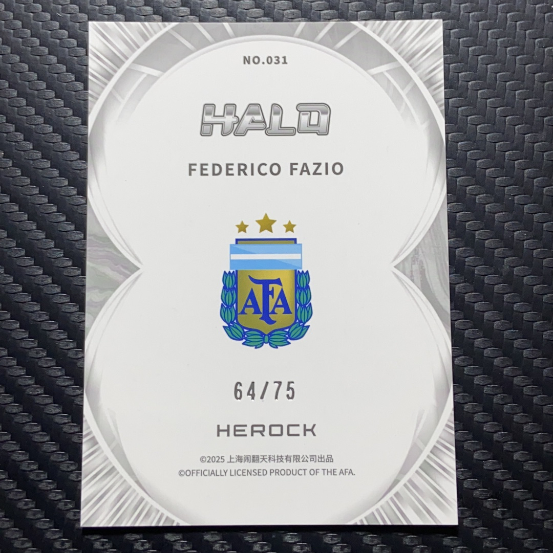 【小牛代拍】2025 闹翻天&Herock HALO Federico Fazio 阿根廷国家队队盒 费德里科.法西奥 绿折 64/75编 卡品如图(男)