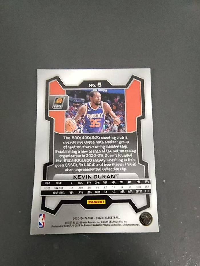 【可合并,不累计】2023-24 Panini Prizm Kevin Durant 凯文 杜兰特 死神 KD 太阳 PZ 划痕 边角微瑕 #5