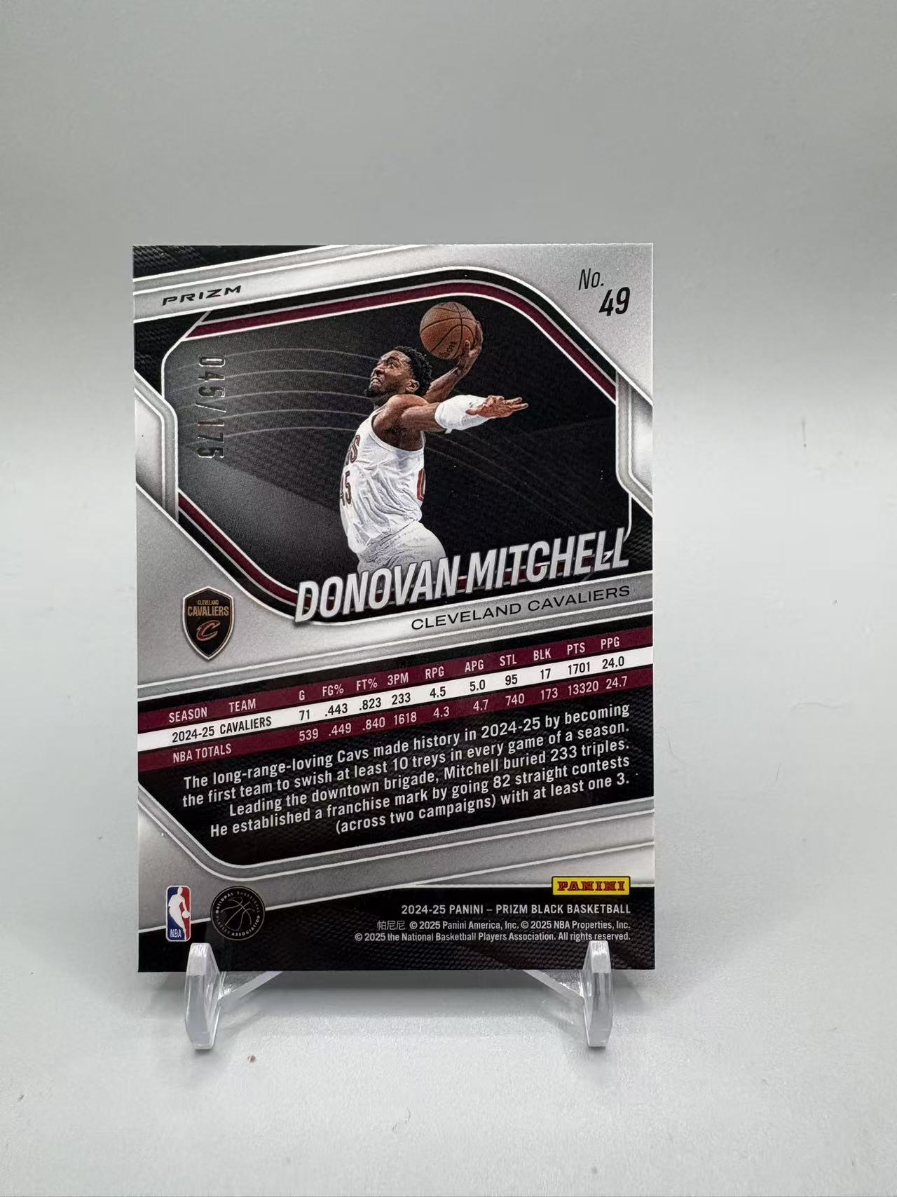 2025 Panini Prizm Donovan Mitchell 【灰灰代拍】全新篮球PZblack 骑士 多诺万 米切尔 白折 175编 焱