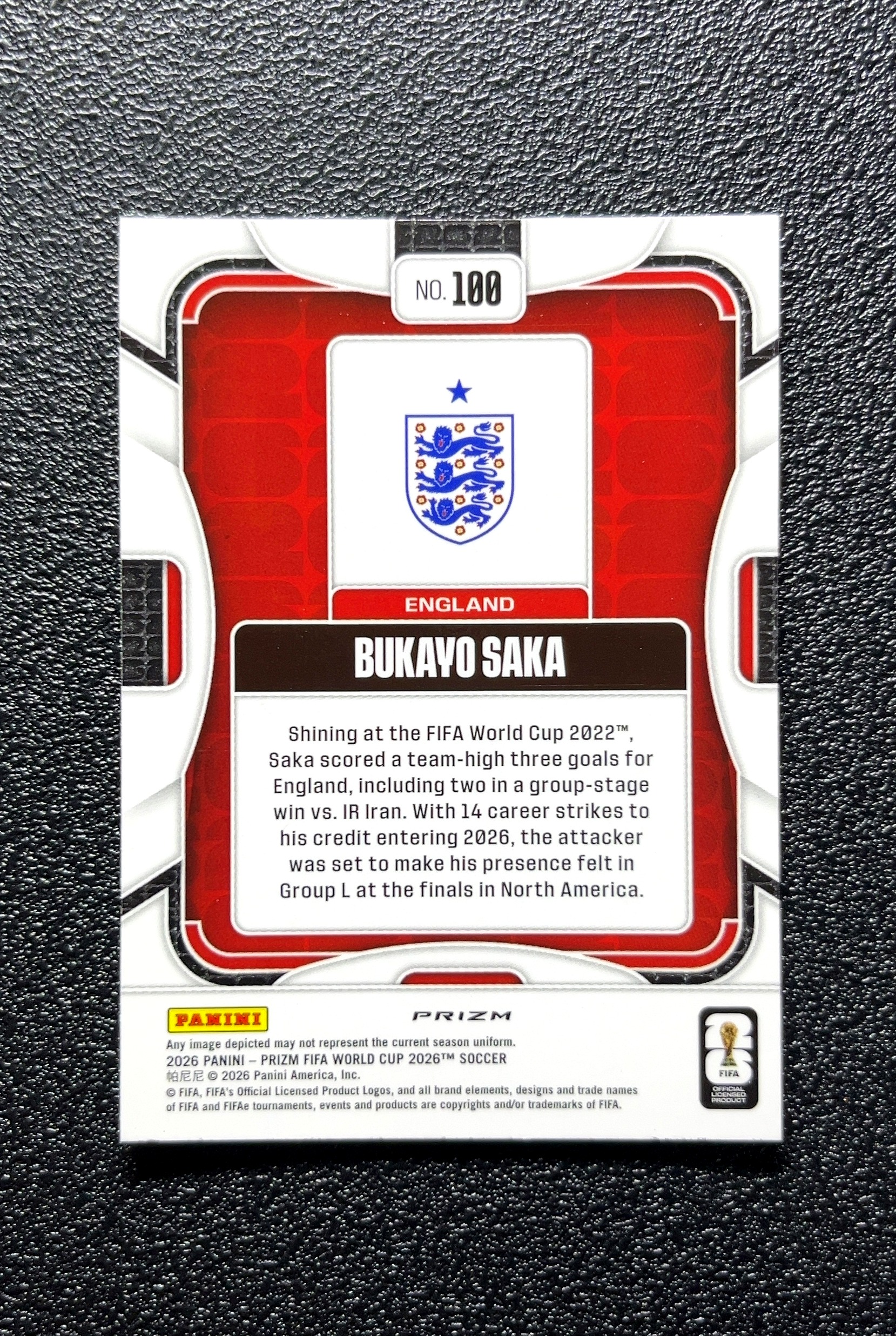 【小白1%代卖】2026 Panini Prizm Bukayo Saka 布卡约·萨卡 卡品如图 高价值 #NO.100 England 英格兰 0809