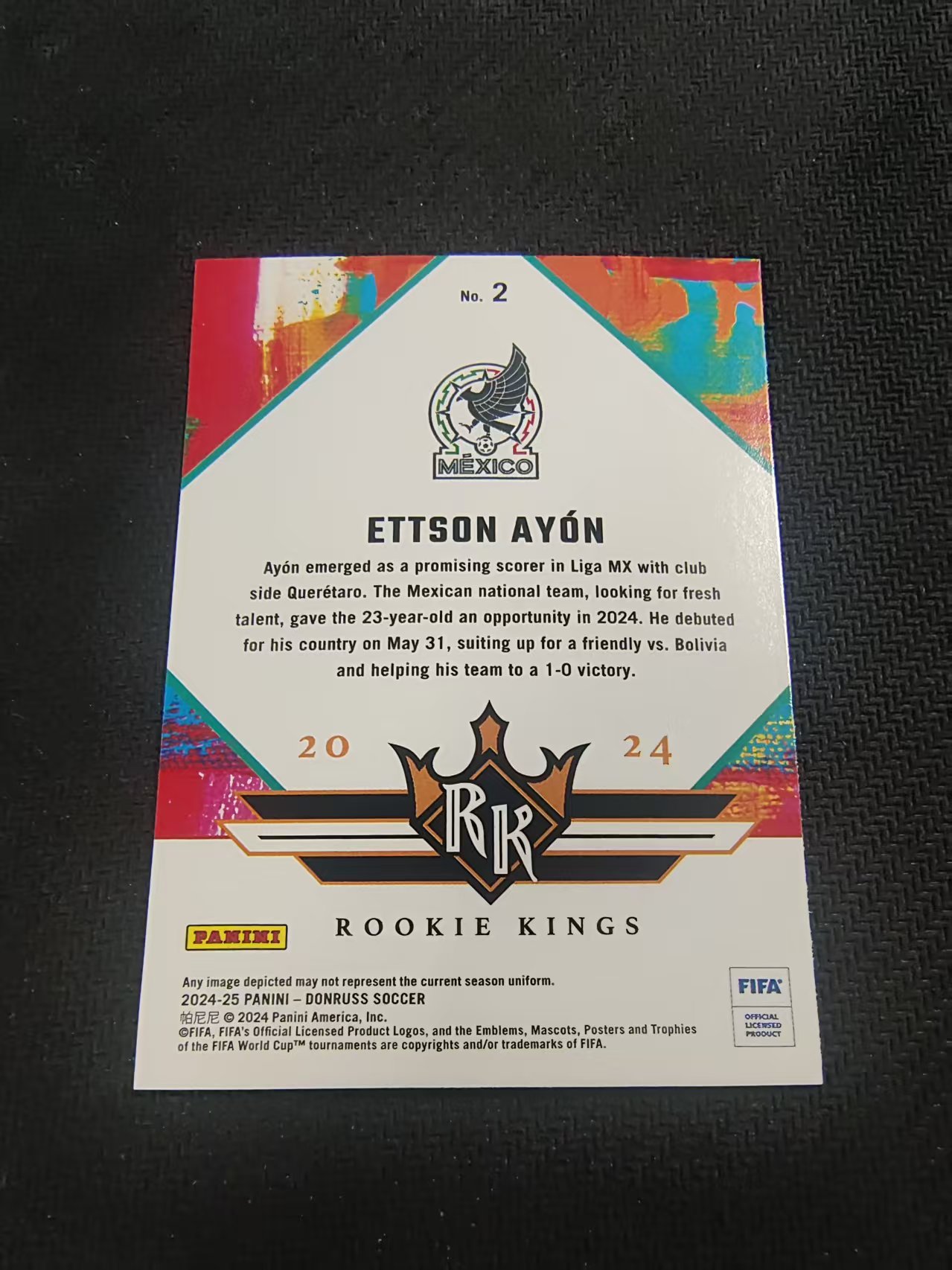【可合并,不累计】2024-25 Panini Donruss Ettson Ayon RC 墨西哥 埃特森 安尤 新秀 油画特卡 FIFA杜蕾斯 划痕 边角瑕疵 #2