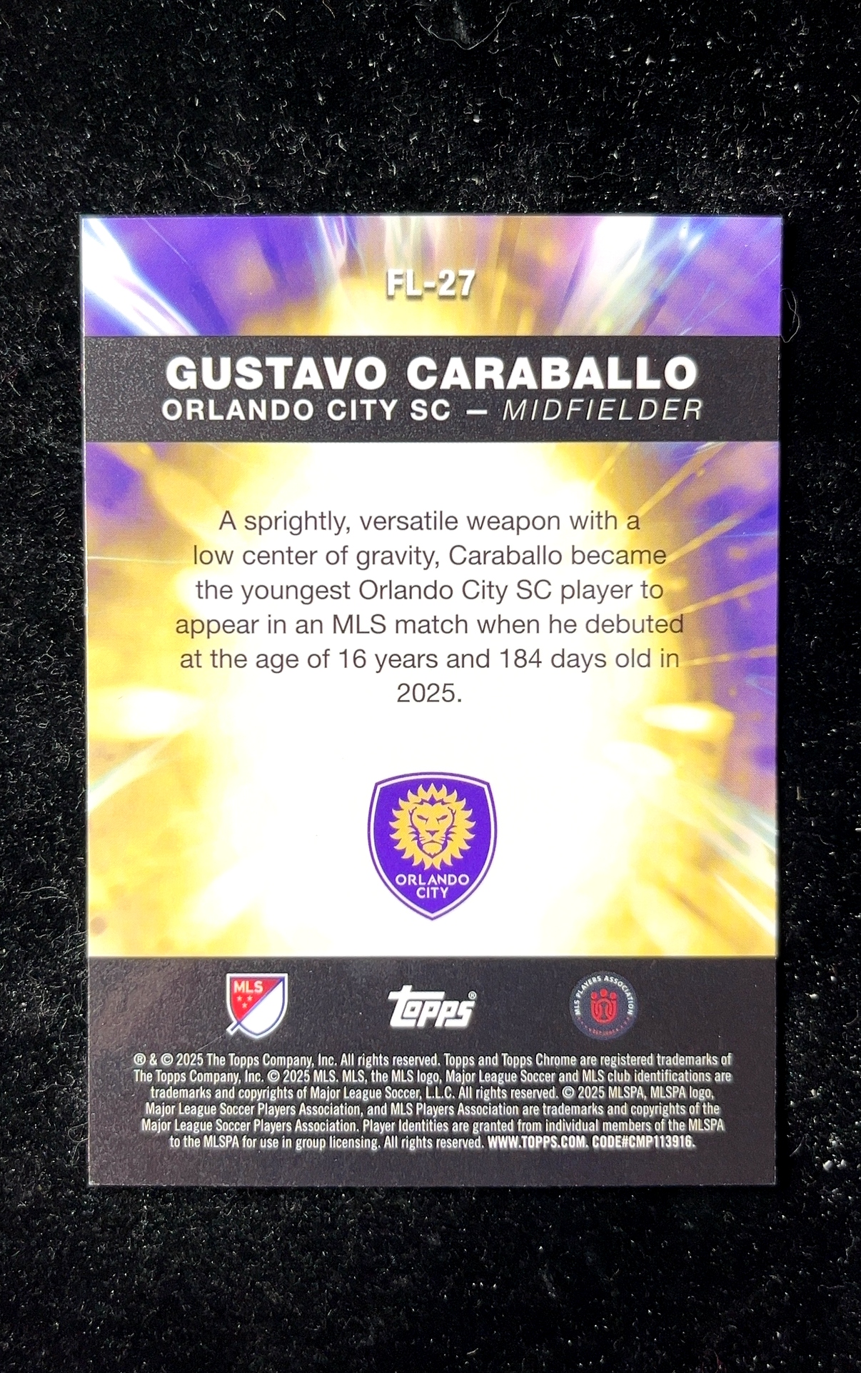 【小白1%代卖】2025 Topps Chrome Fast Lane 快车道特卡 GUSTAVO CARABALLO 古斯塔沃·卡巴拉洛 银折 折射 极具价值 收藏必备 ORLANDO 0607