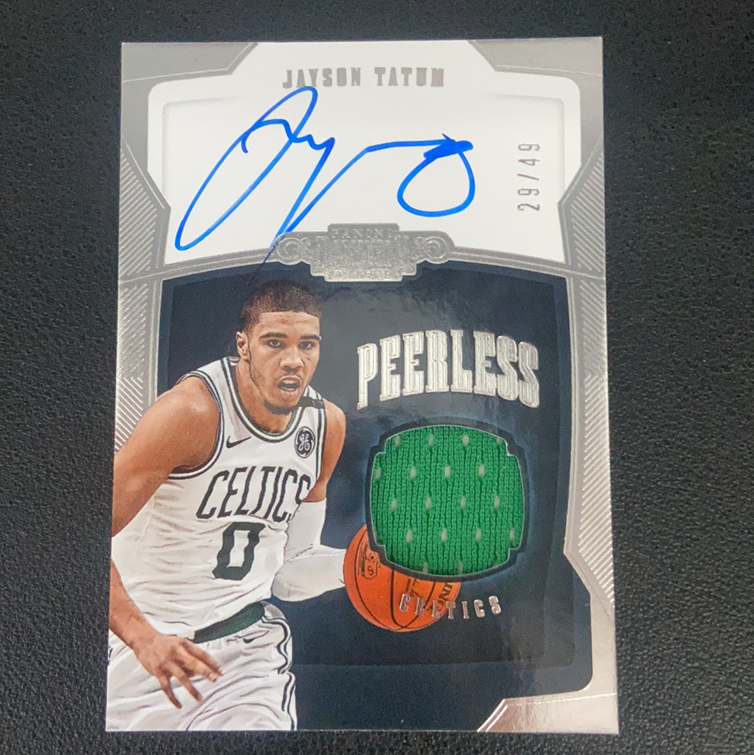 2018-19 Panini Dominion Jayson Tatum 多米诺 凯尔特人 杰森 塔图姆 獭兔 球衣切割 卡签签字 49编 JA 瑕疵如图
