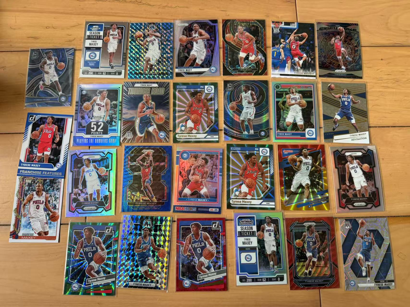 泰里斯 马克西 Tyrese Maxey 各年份 Panini Prizm Mosiac 特卡 平行 银折 波纹折 泡泡折 爆炸折 28张一起