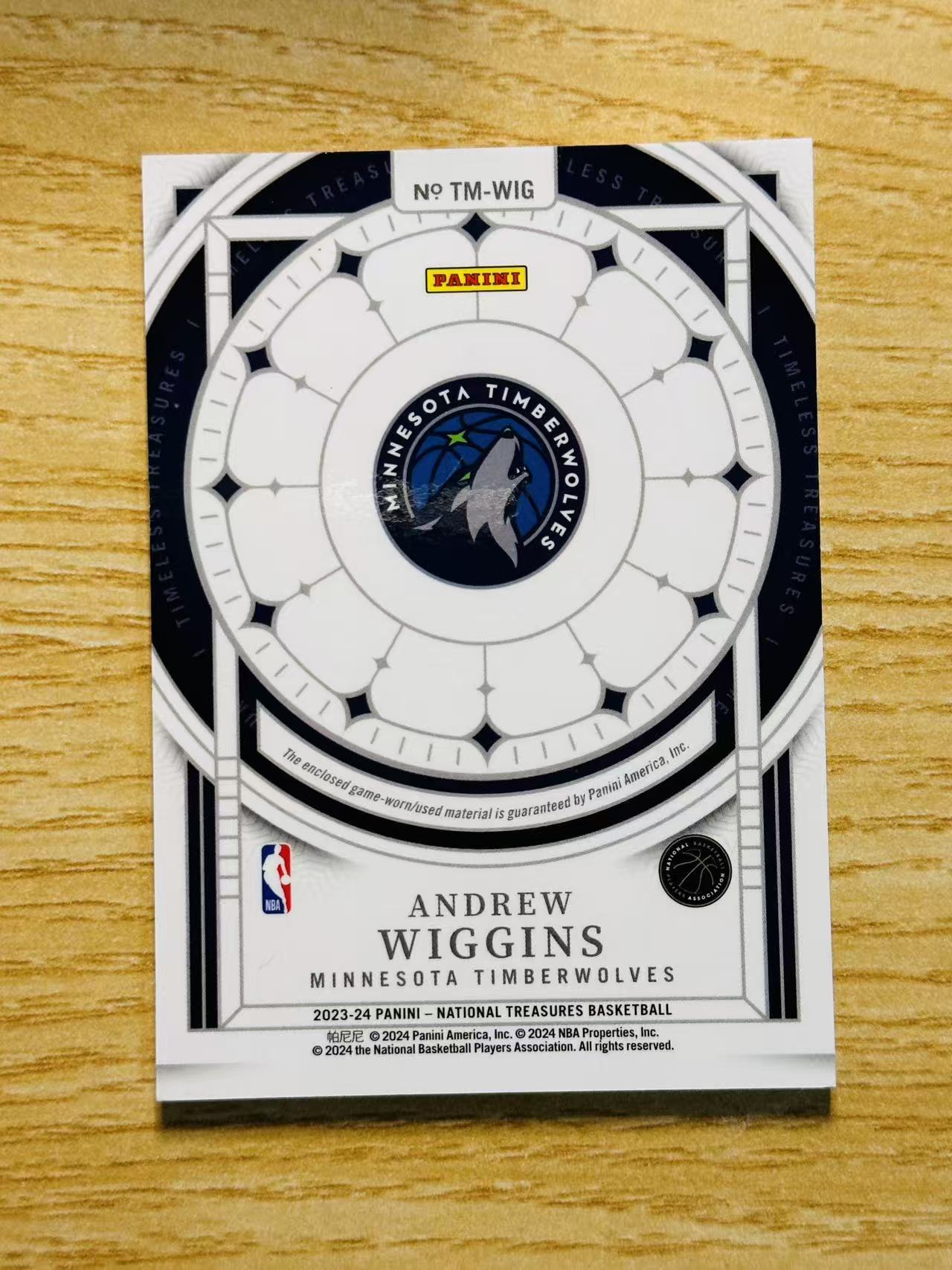2023-24 Panini National Treasures Andrew Wiggins 嘿嘿代卖 国宝 安德鲁 威金斯 维金斯 球衣 物料 Patch 25编 森林狼 闪版 嘴哥 收藏必备