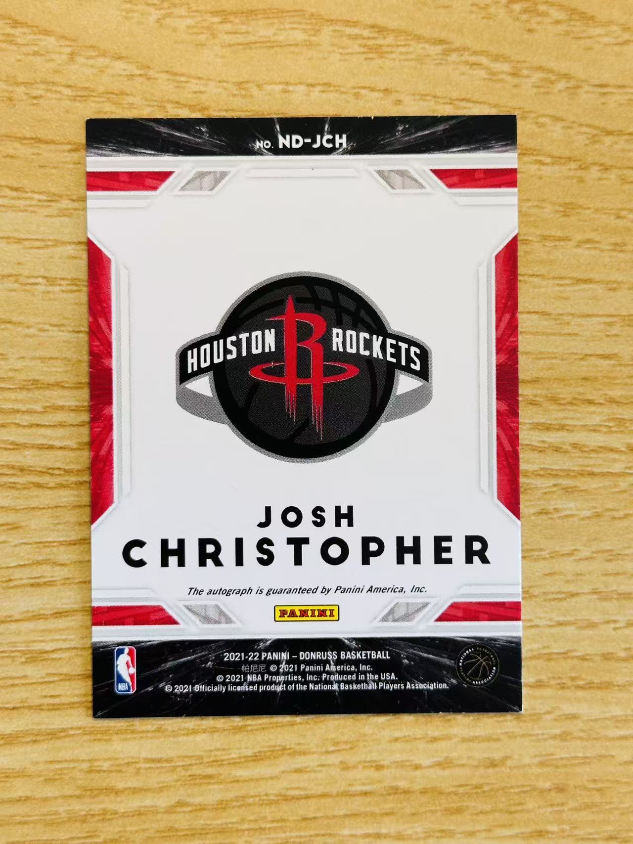 2021-22 Panini Donruss Josh Christopher 嘿嘿代卖 杜蕾斯 约什 克里斯托弗 新秀 RC 签字 卡签 明日签 火箭 新秀第一版签字 收藏必备 gjmm