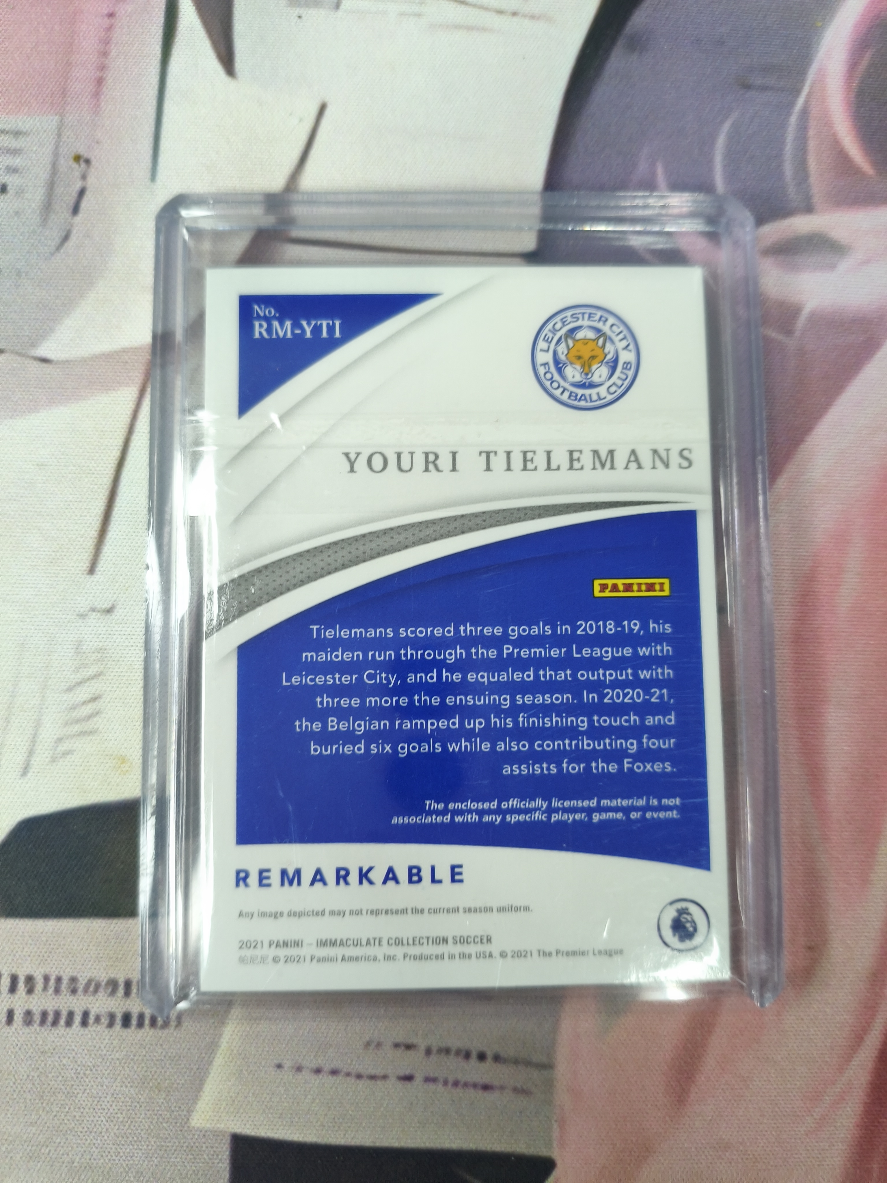 2021 Panini Immaculate Youri Tielemans 英超 维拉 莱斯特城 蒂勒曼斯 49编 球衣物料
