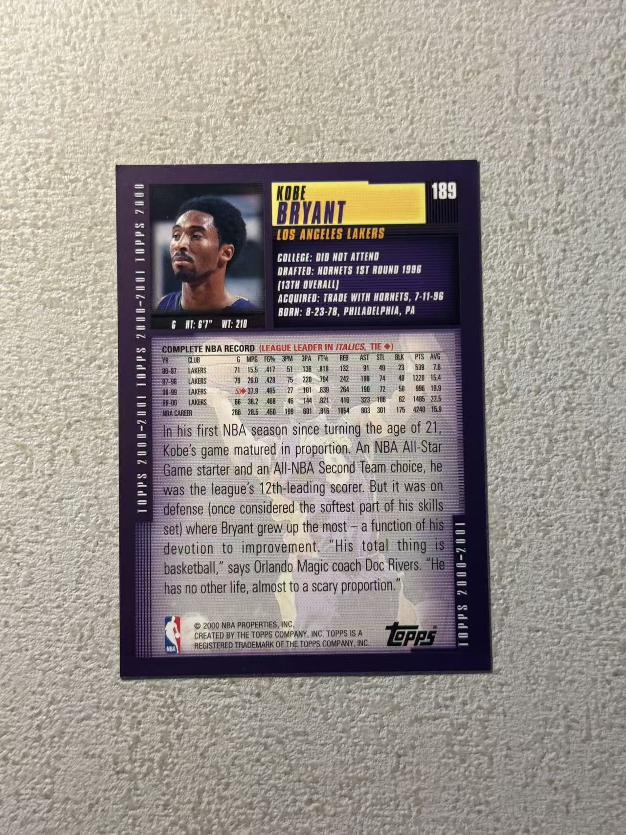 2000 Topps Topps Kobe Bryant 湖人 科比 布莱恩特 稀有老特 sp 经典选图 收藏必备