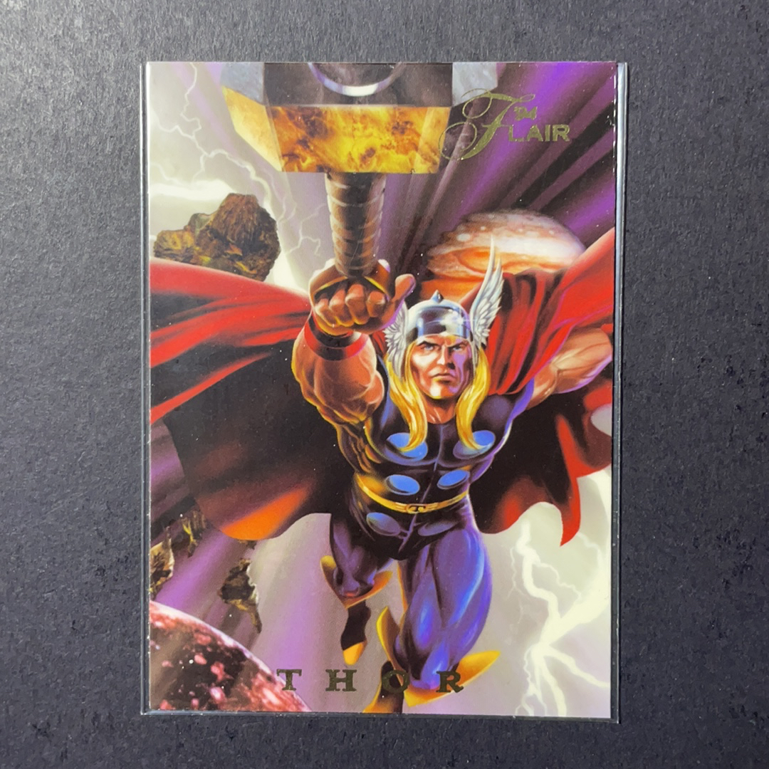 2024 Fleer Marvel (MCU) Flair天赋 雷神索尔 比例插放 粗闪折射力量释放特卡 序号13of18 1994 漫威漫画古早Fleer Flair Marvel天赋绝版系列