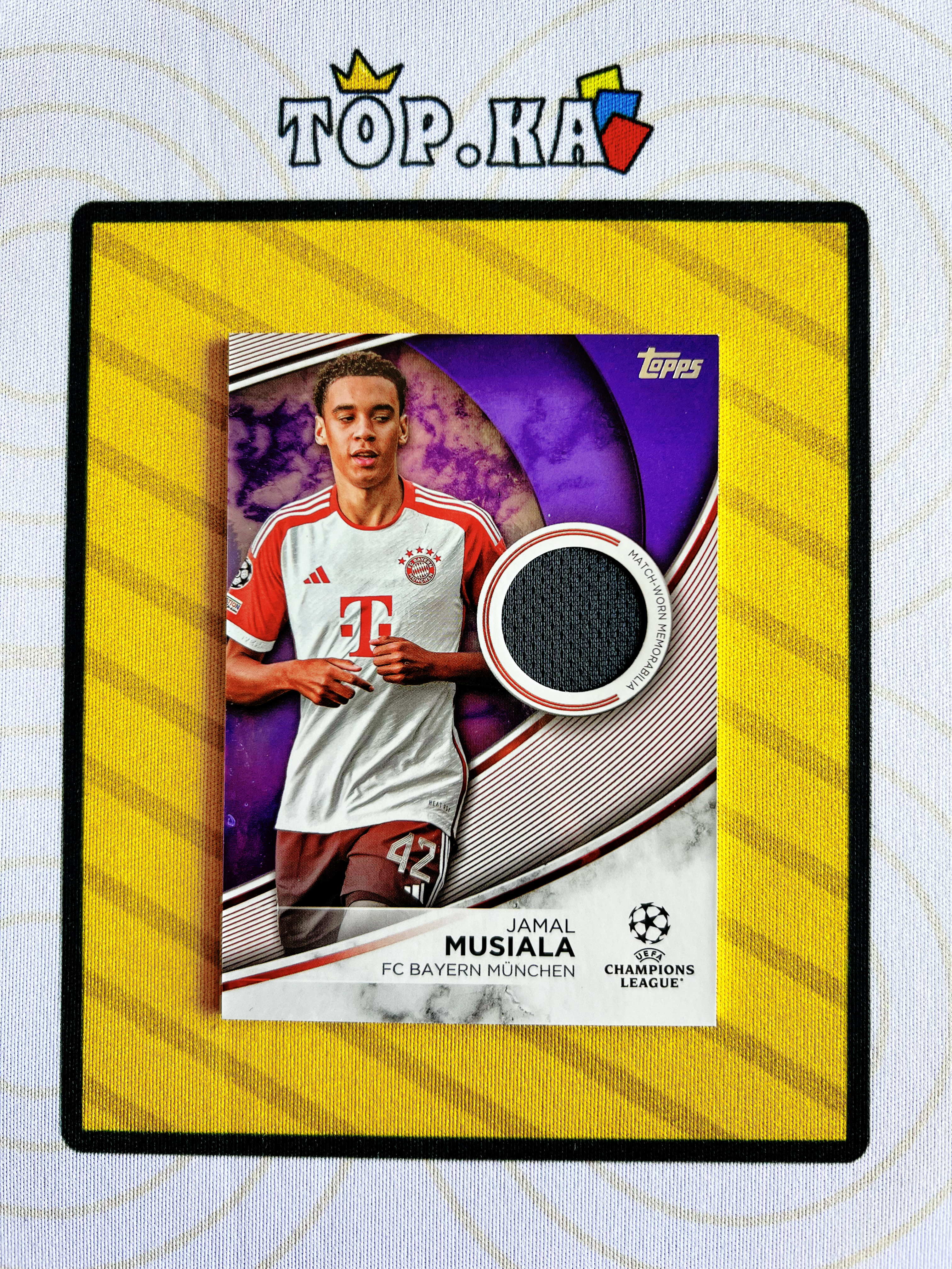 【顶尖卡社】2024 Topps UCC Jamal Musiala 欧冠 拜仁慕尼黑 德国 穆夏拉 穆西亚拉 物料 切割 紫折 123/299编 详情看描述 卡品如图【句号】