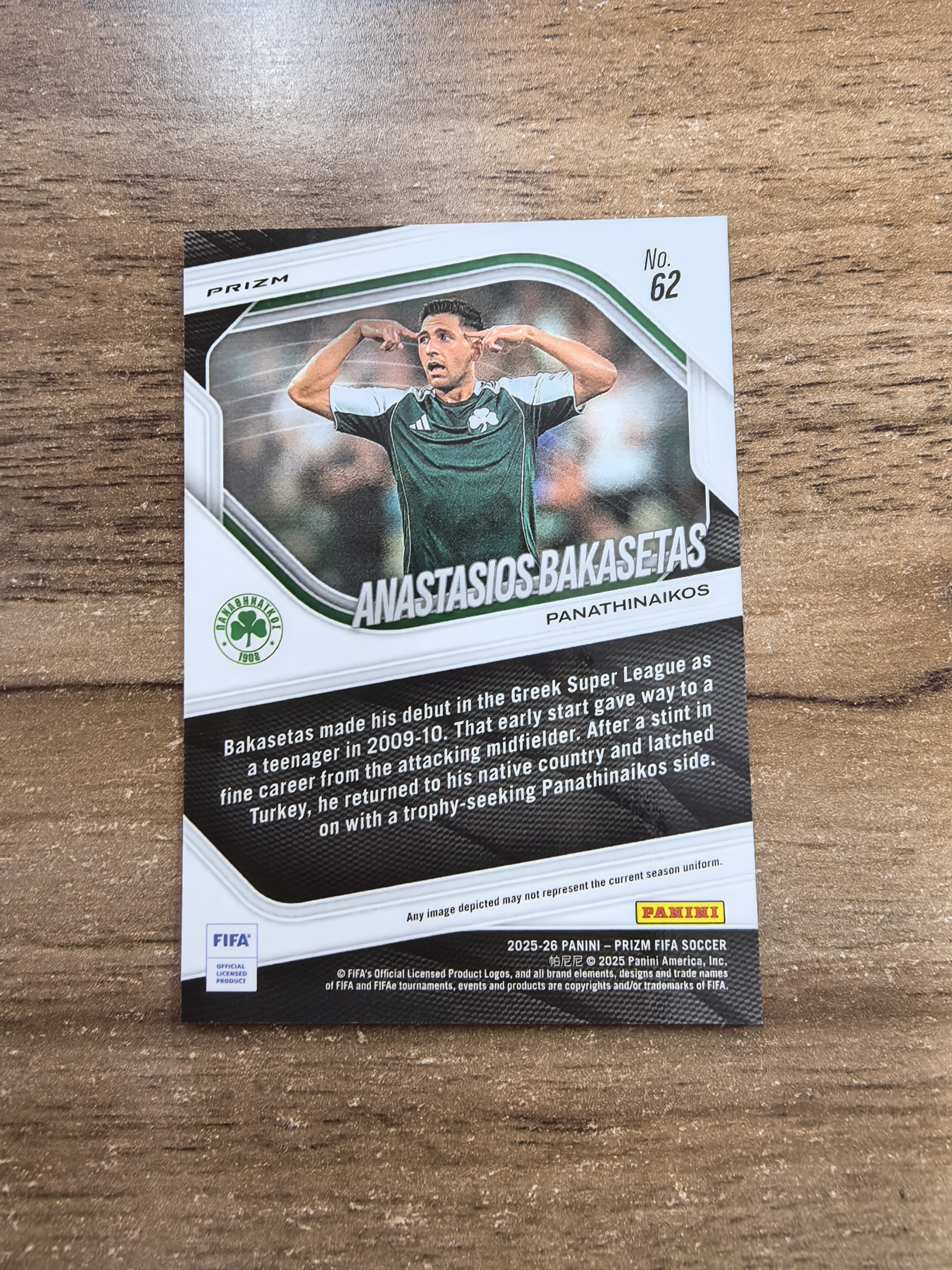 2025-26 Prizm FIFA Soccer 帕纳辛奈科斯 ANASTASIOS BAKASETAS 阿纳斯塔西奥斯・巴卡塞塔斯 新秀 大比例 SP 起源折 折射 卡品如图 min