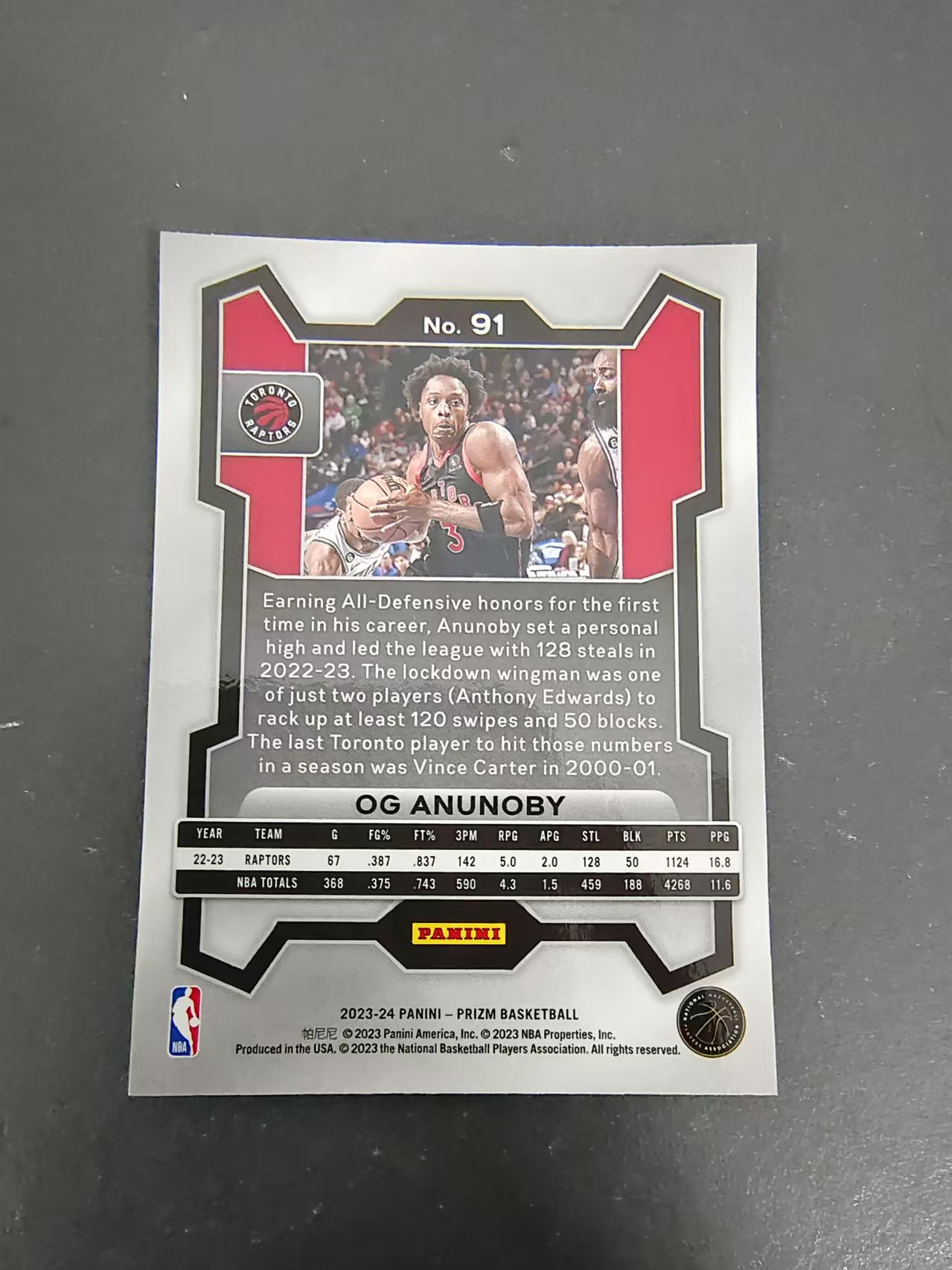 【可合并,不累计】2023-24 Panini Prizm OG Anunoby 猛龙 OG 阿奴诺比 PZ 划痕 边角微瑕 #91