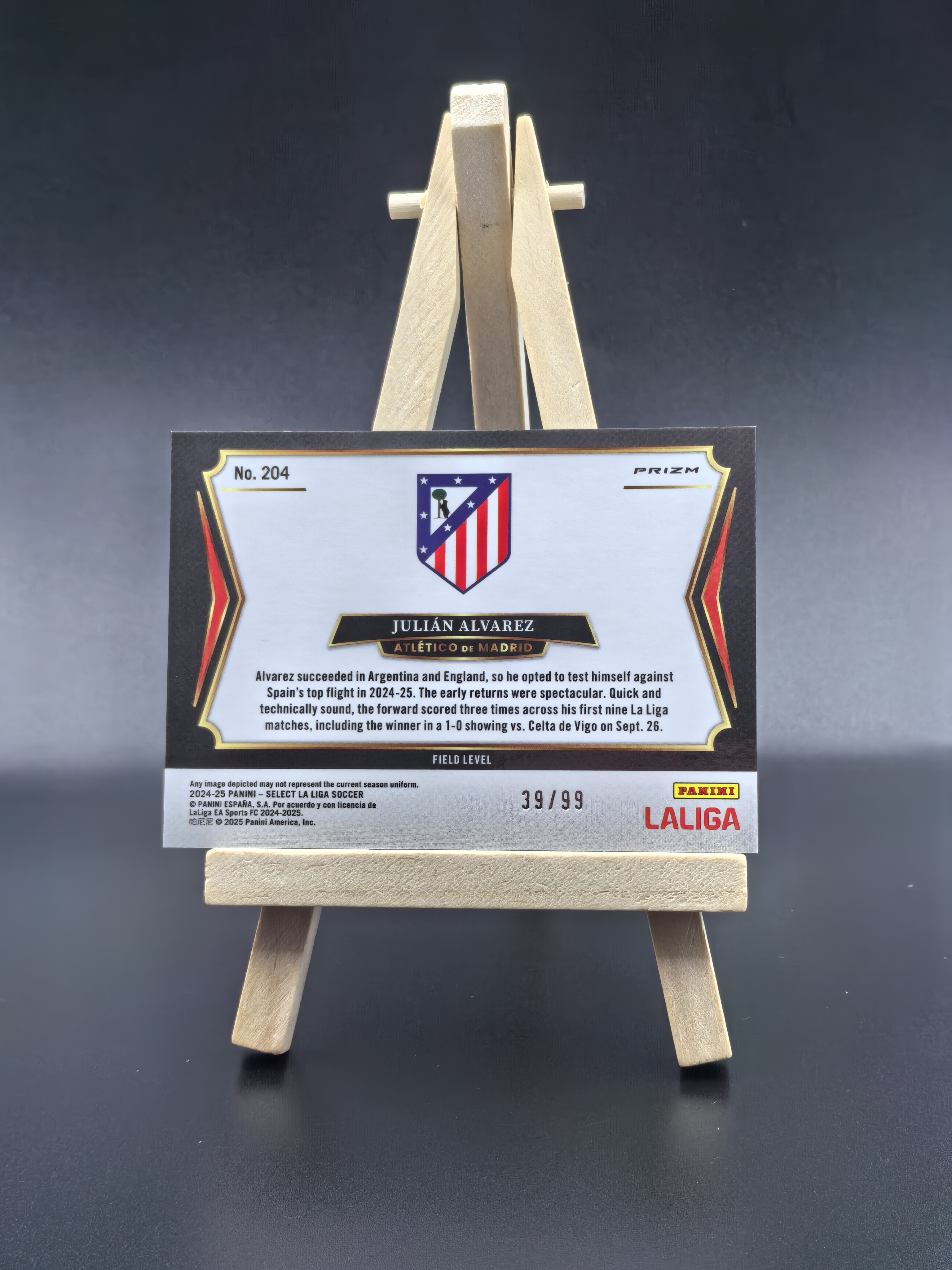 2024-25 Panini Select Julián Álvarez 西甲 马竞 马德里竞技 阿根廷 曼城 小蜘蛛 阿尔瓦雷斯 三级紫折 限量99编 卡品如图(生蚝哥)