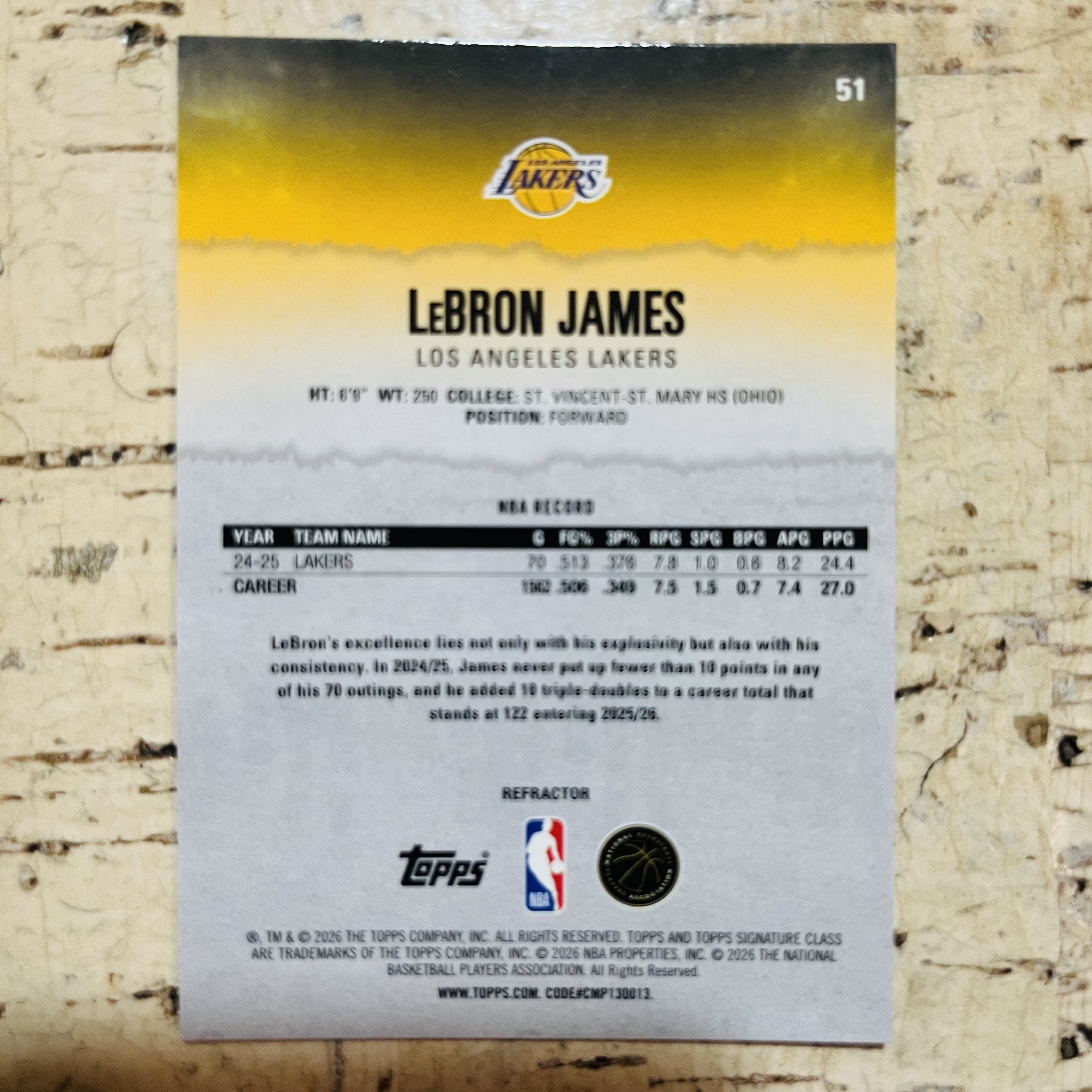 2025-26 Topps Signature Class LeBron James 湖人 勒布朗 詹姆斯 正银折 银折射 稀有折射 凑彩虹必备【小卡迷拍卖 可累积半年】