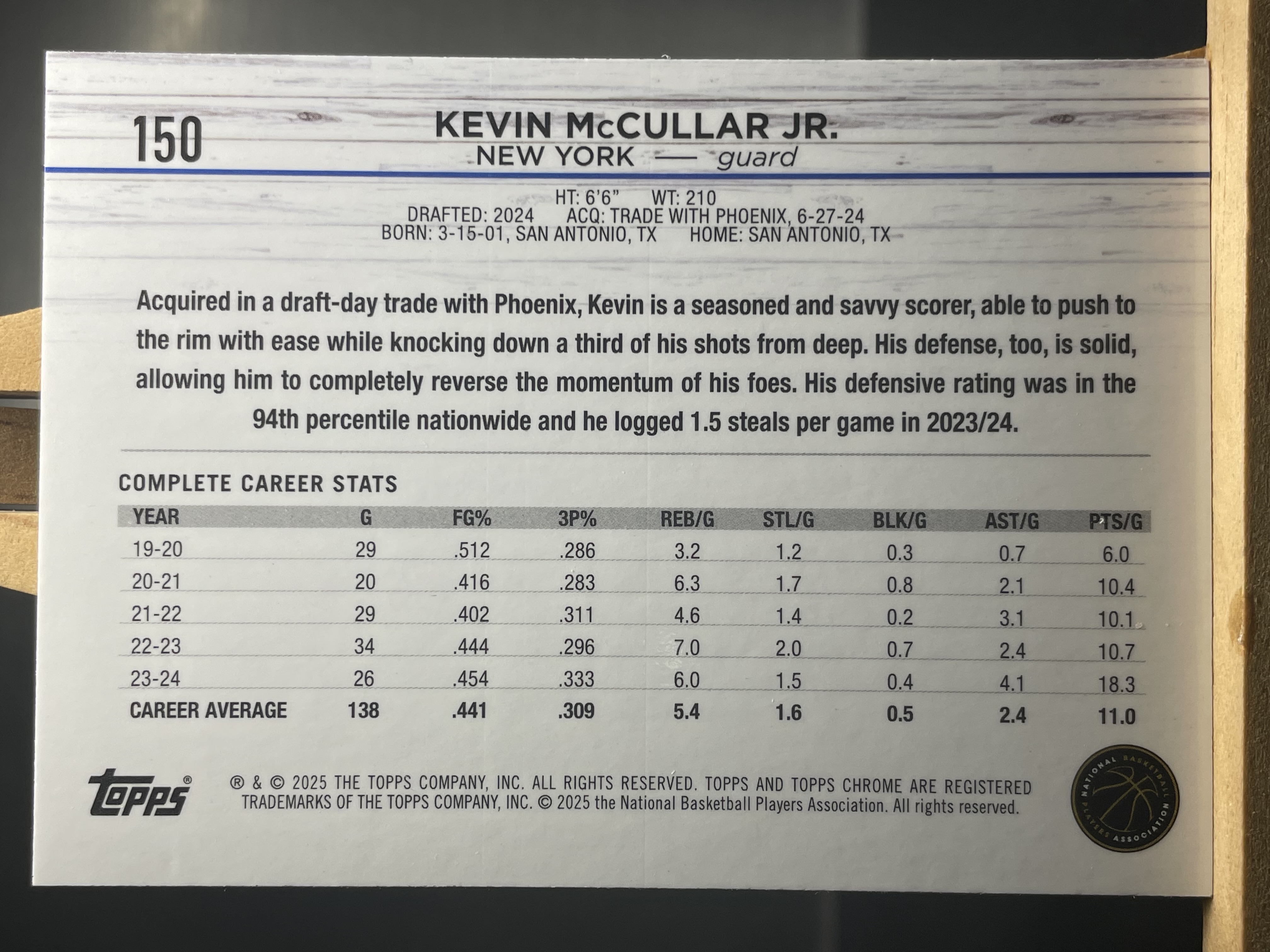 (K7) 2025 TOPPS 折射 新秀RC 小凯文 麦卡勒 近期大热球星 收藏必备 卡品如图! ! !