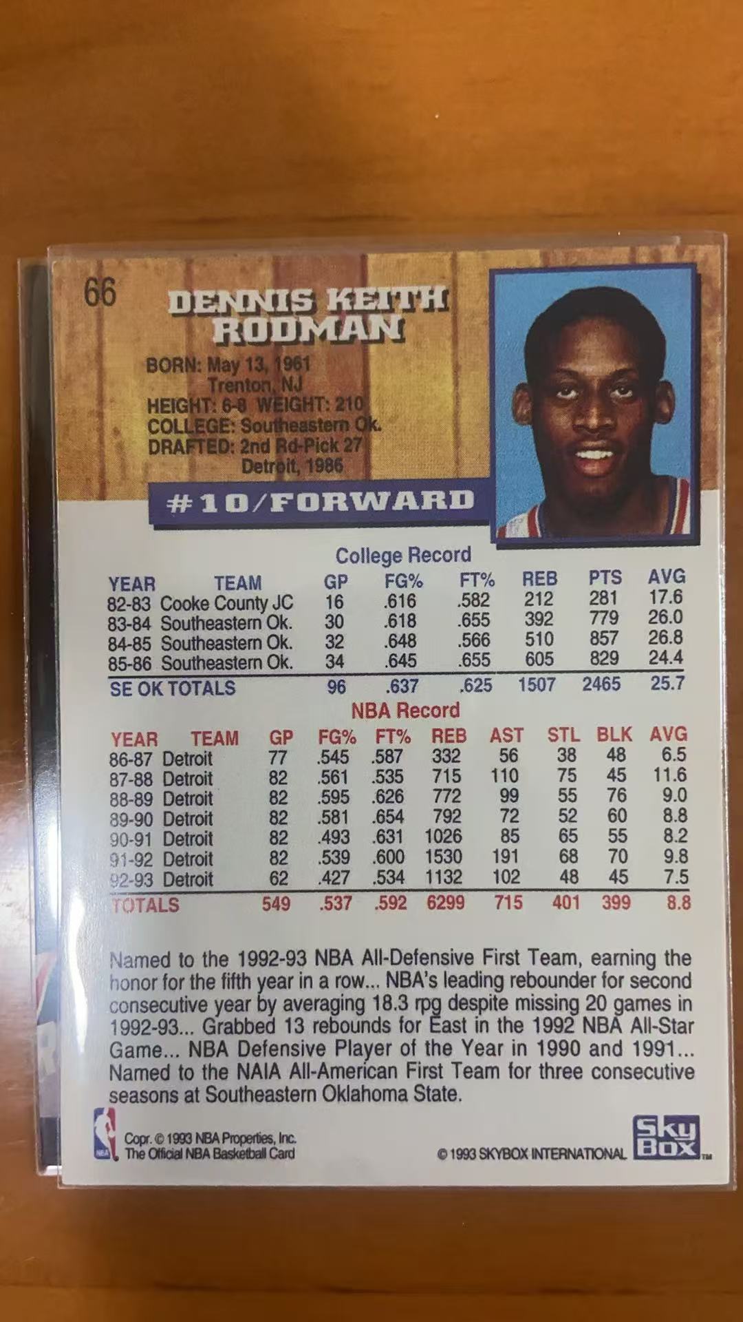 1993 SkyBox Americana Dennis Rodman 活塞 坏孩子 大虫 罗德曼 七届篮板王!五届总冠军!绝版卡!75大巨星 非常稀有 2张打包 lot硬通货 卡品精美 凑套必备