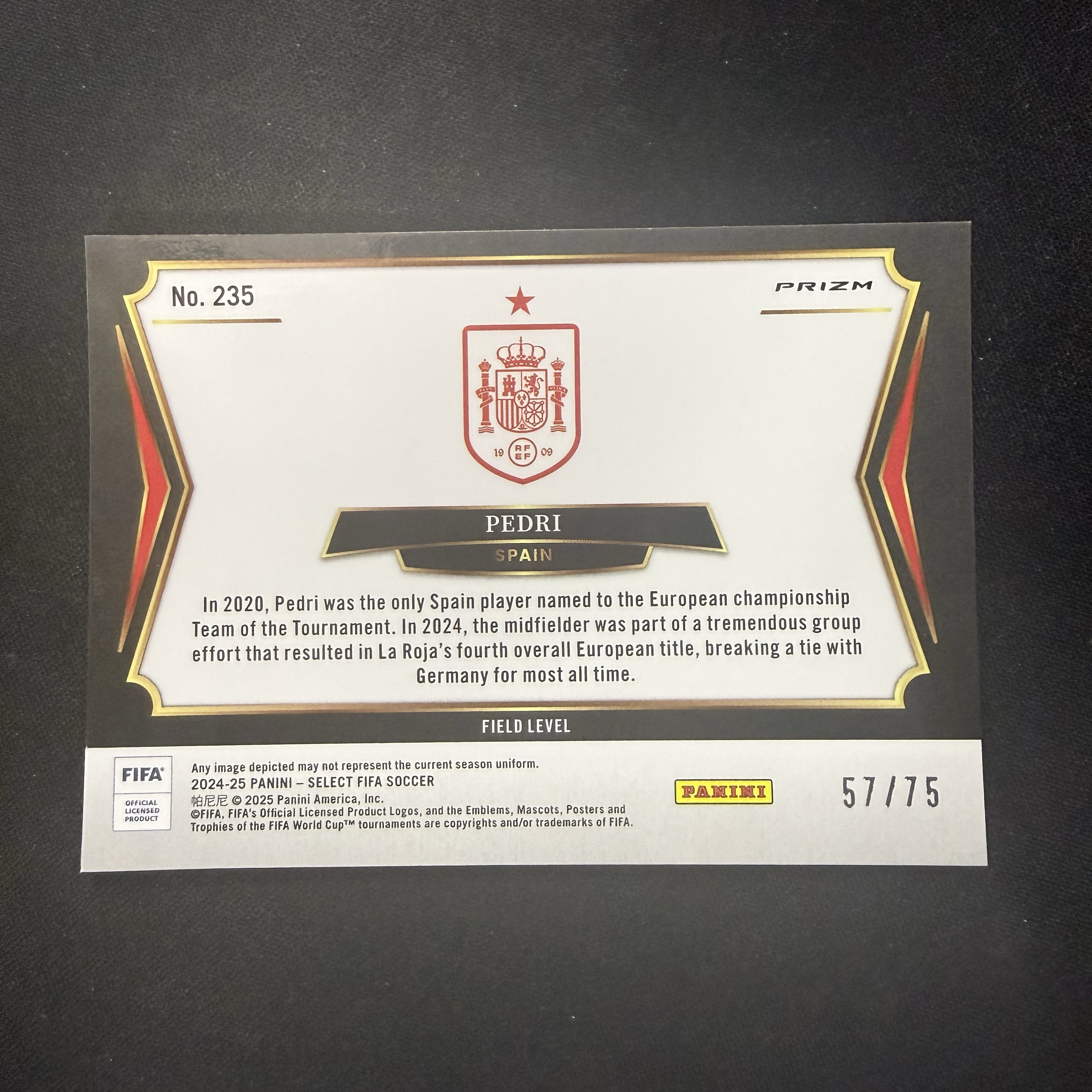 2024-25 Panini Select PEDRI 【SC拍卖】FIFA 佩德里 西班牙 巴萨 巴塞罗那 57/75编 三级 铜格子 收藏必备(ing哥)