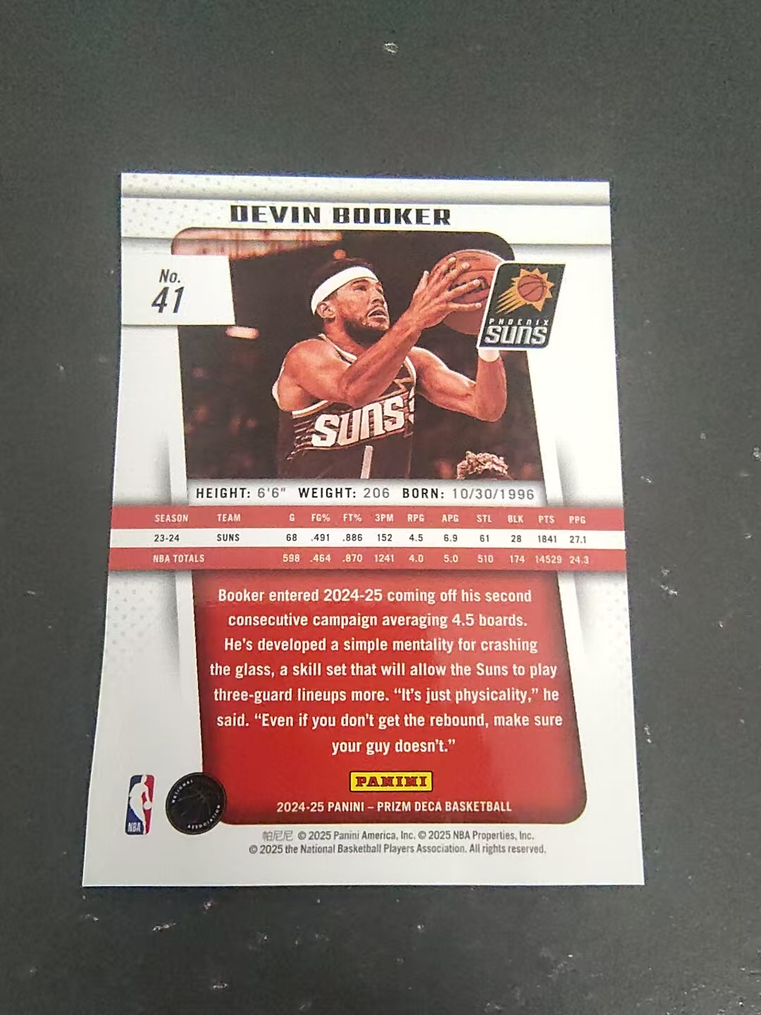 【可合并,不累计】2024-25 Panini Prizm Deca Devin Booker 德文 布克 太阳 复刻 PZ 划痕 边角瑕疵 #41