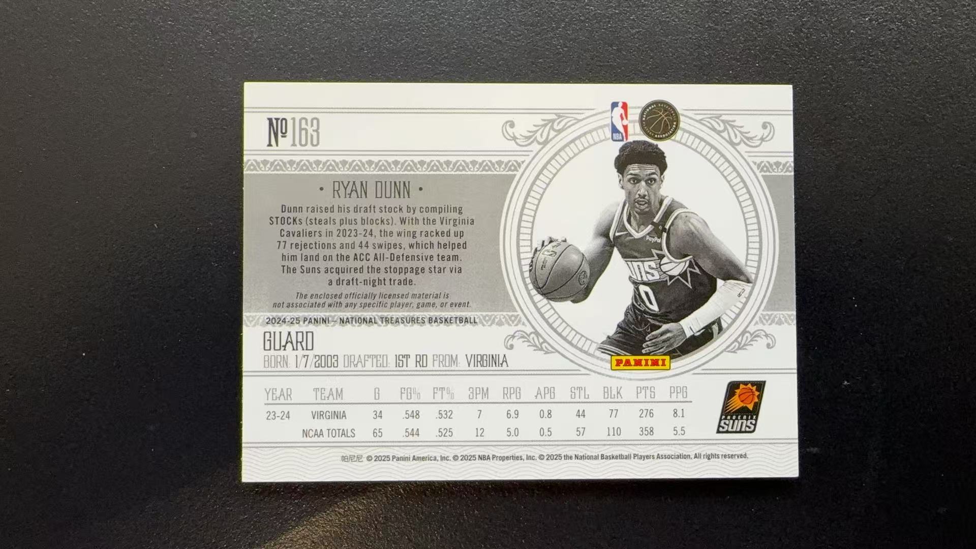 【Pw代卖】2024-25 Panini 国宝 Ryan Dunn 瑞安 邓恩 太阳 新秀 RC 复古 RP 暴力大窗物料 三色暴力切割 99编 专收必备 卡品如图 萝卜哥